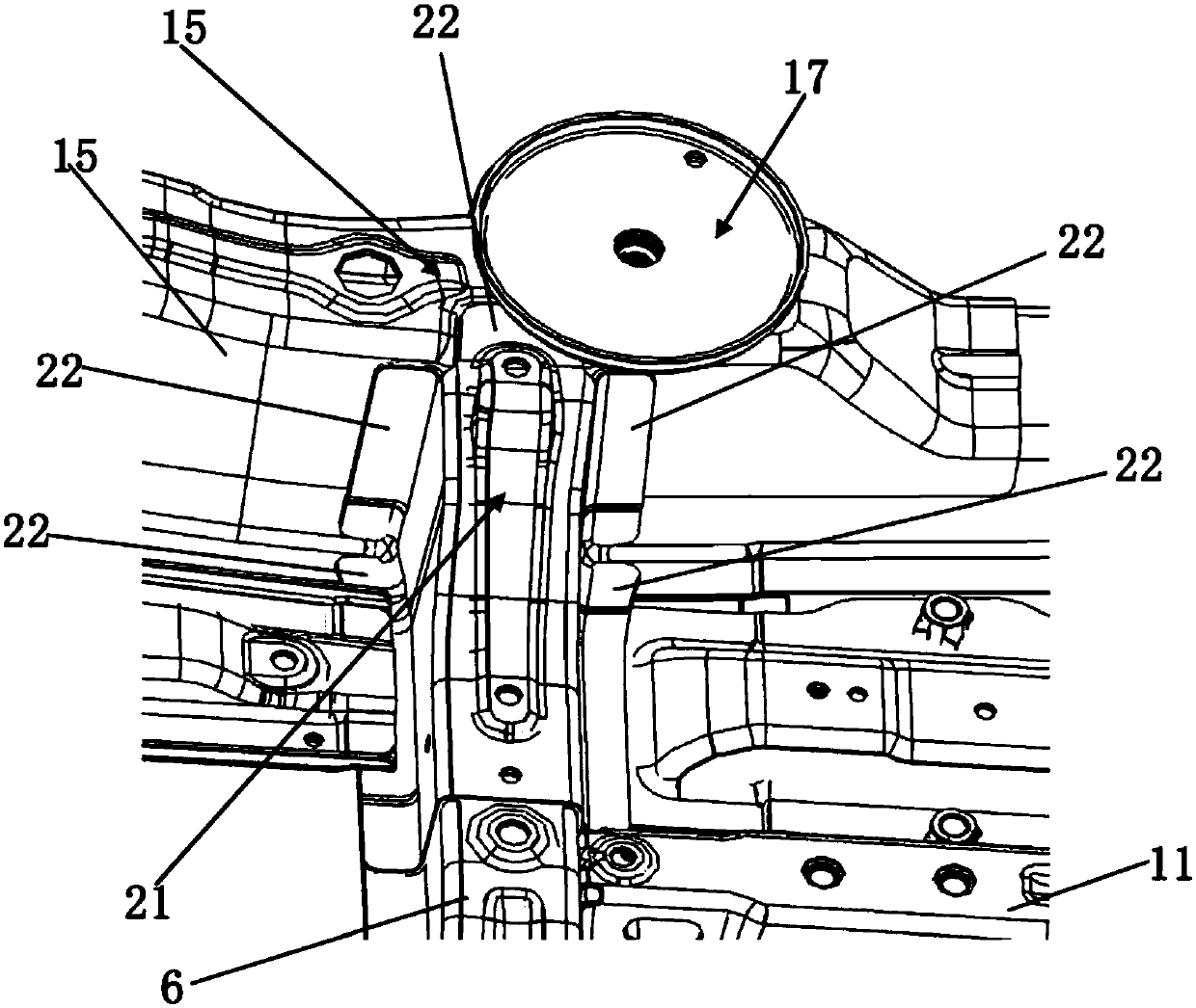 Rear frame assembly of vehicle body chassis