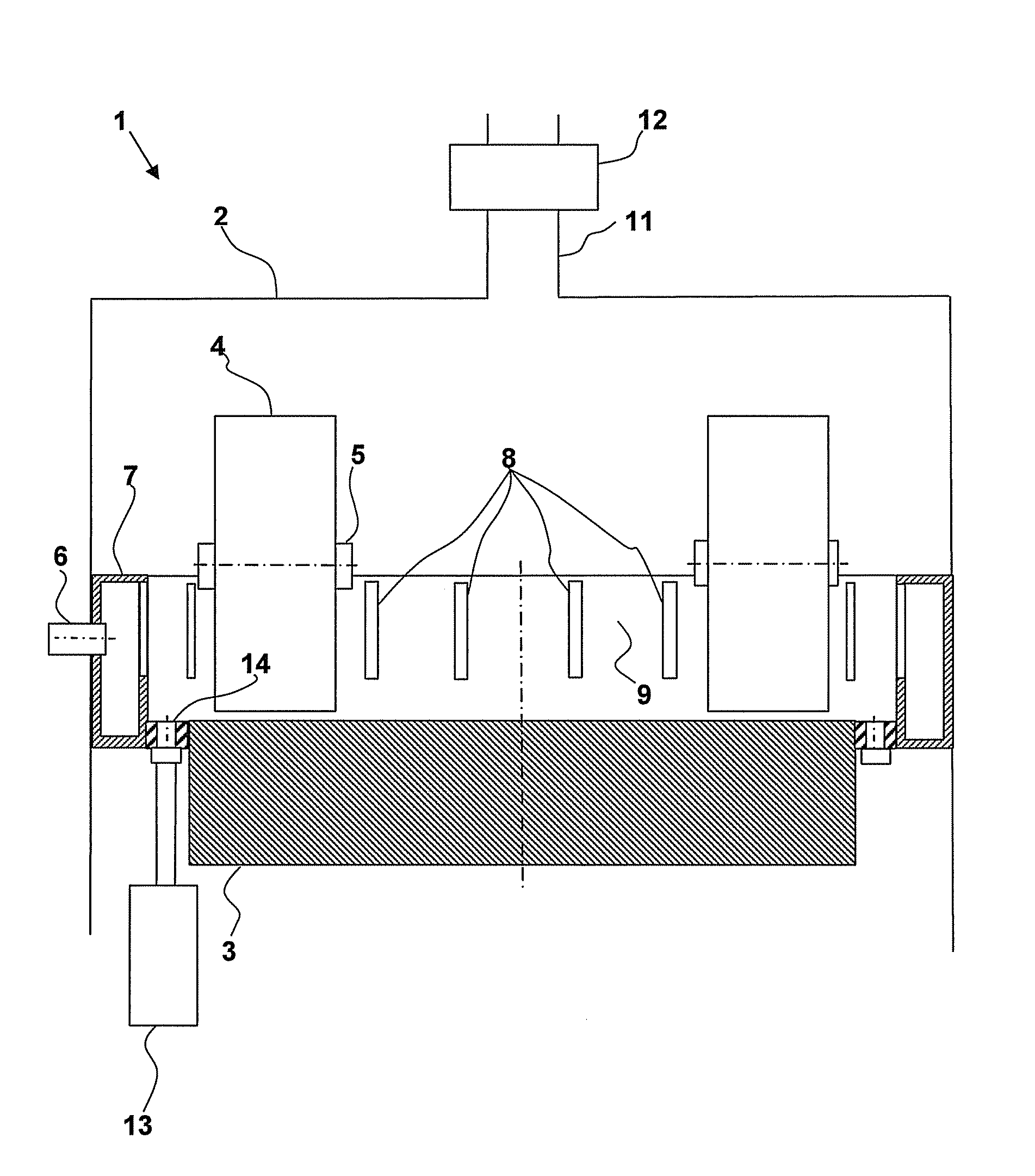 Roller mill with gas duct