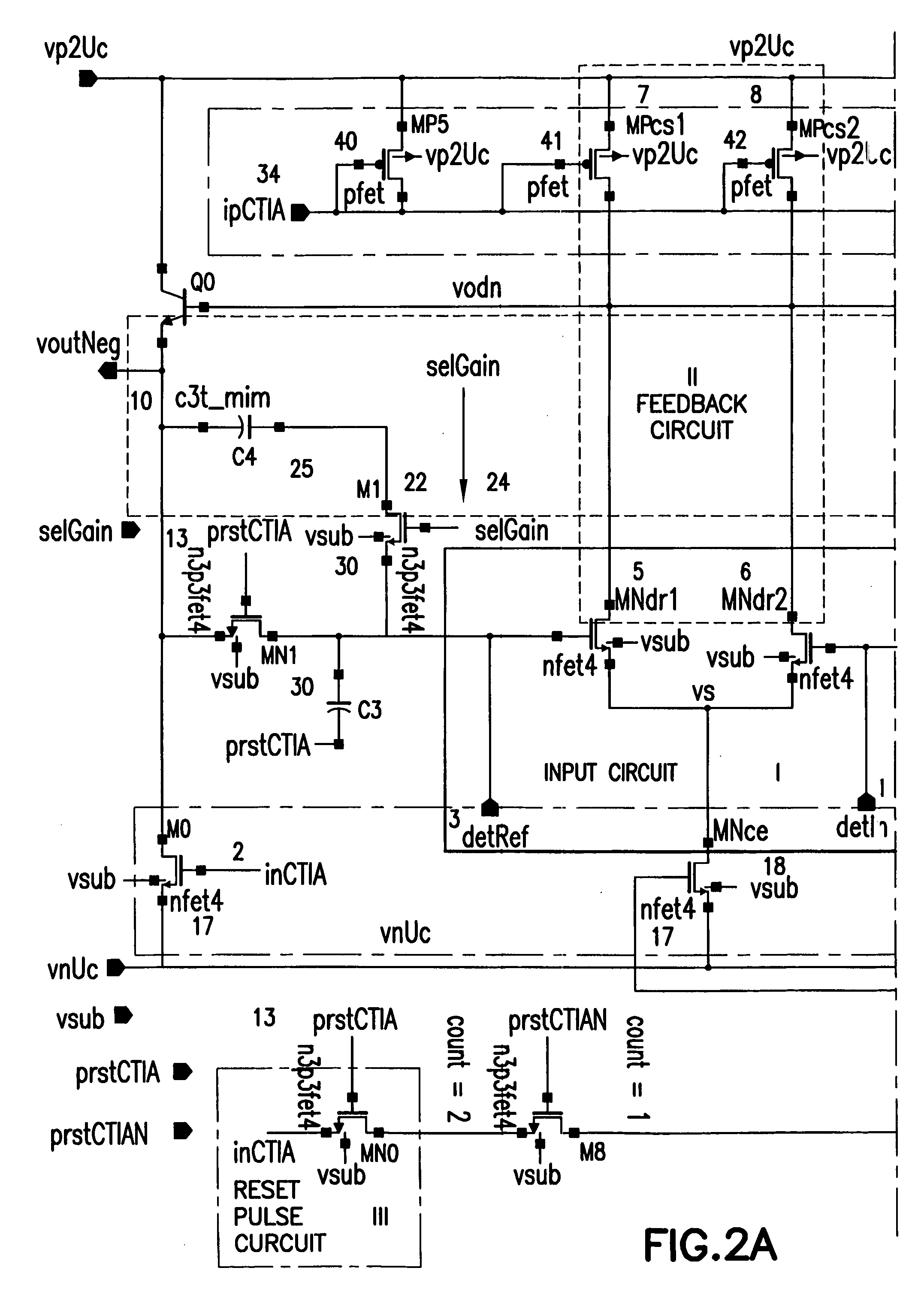 Low noise, low power and high bandwidth capacitive feedback trans-impedance amplifier with differential fet input and bipolar emitter follower feedback