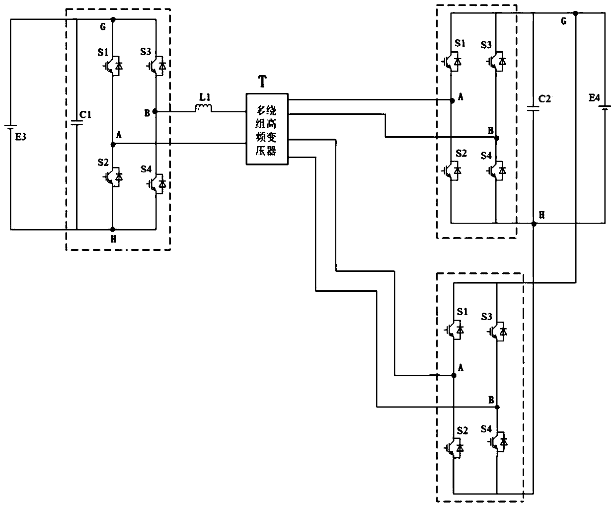 Bidirectional cascade-input cascade-output DC-DC transformation topological structure