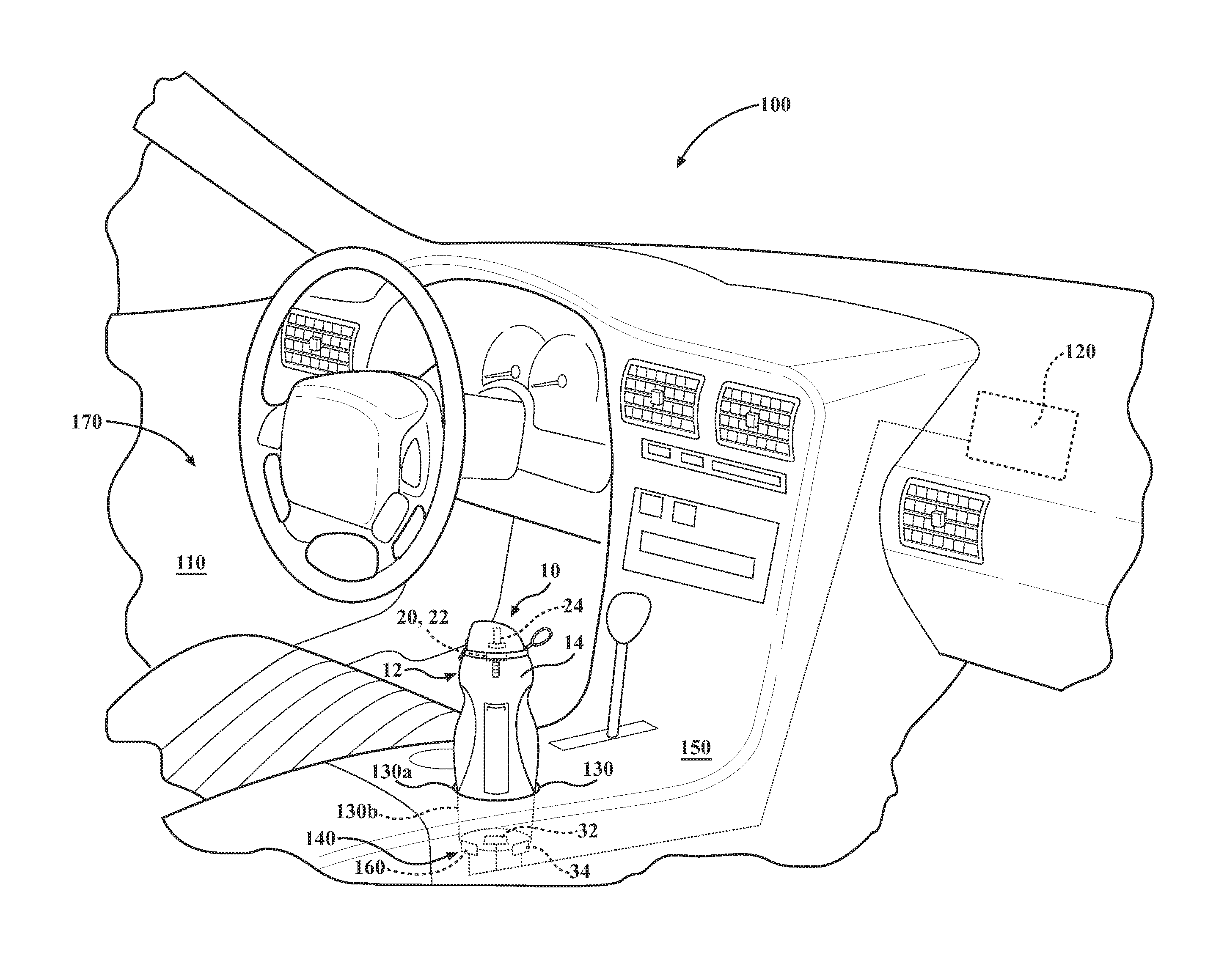 Hand-held cleaning device and vehicle configured to equip the same