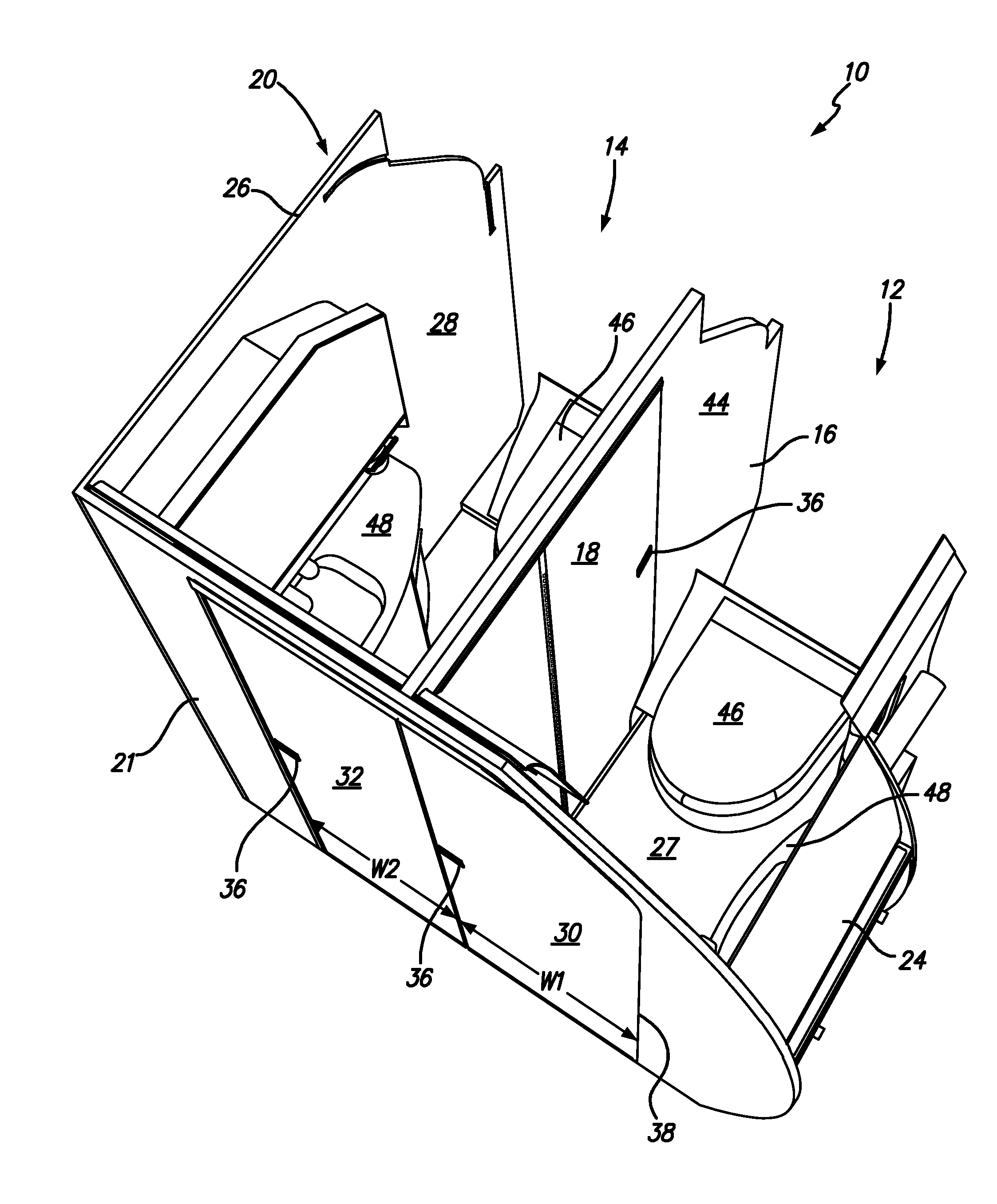 Lavatory monument with storage compartment