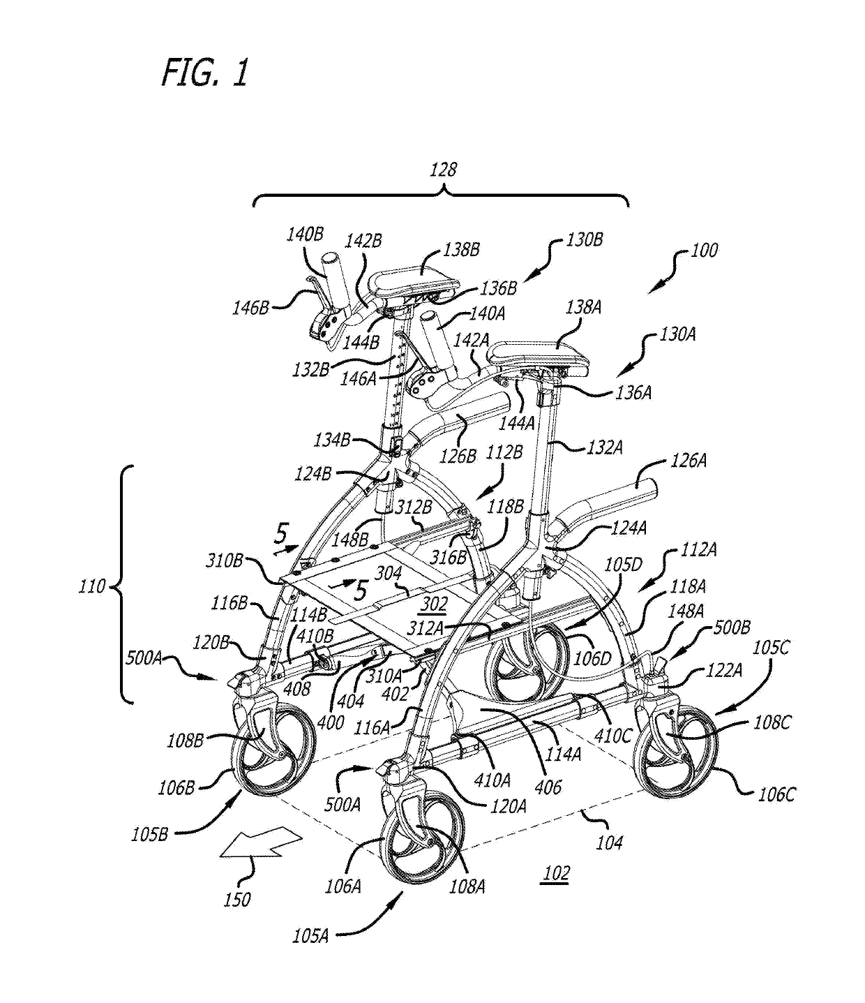 Wheeled walker wheel direction lock apparatus and method