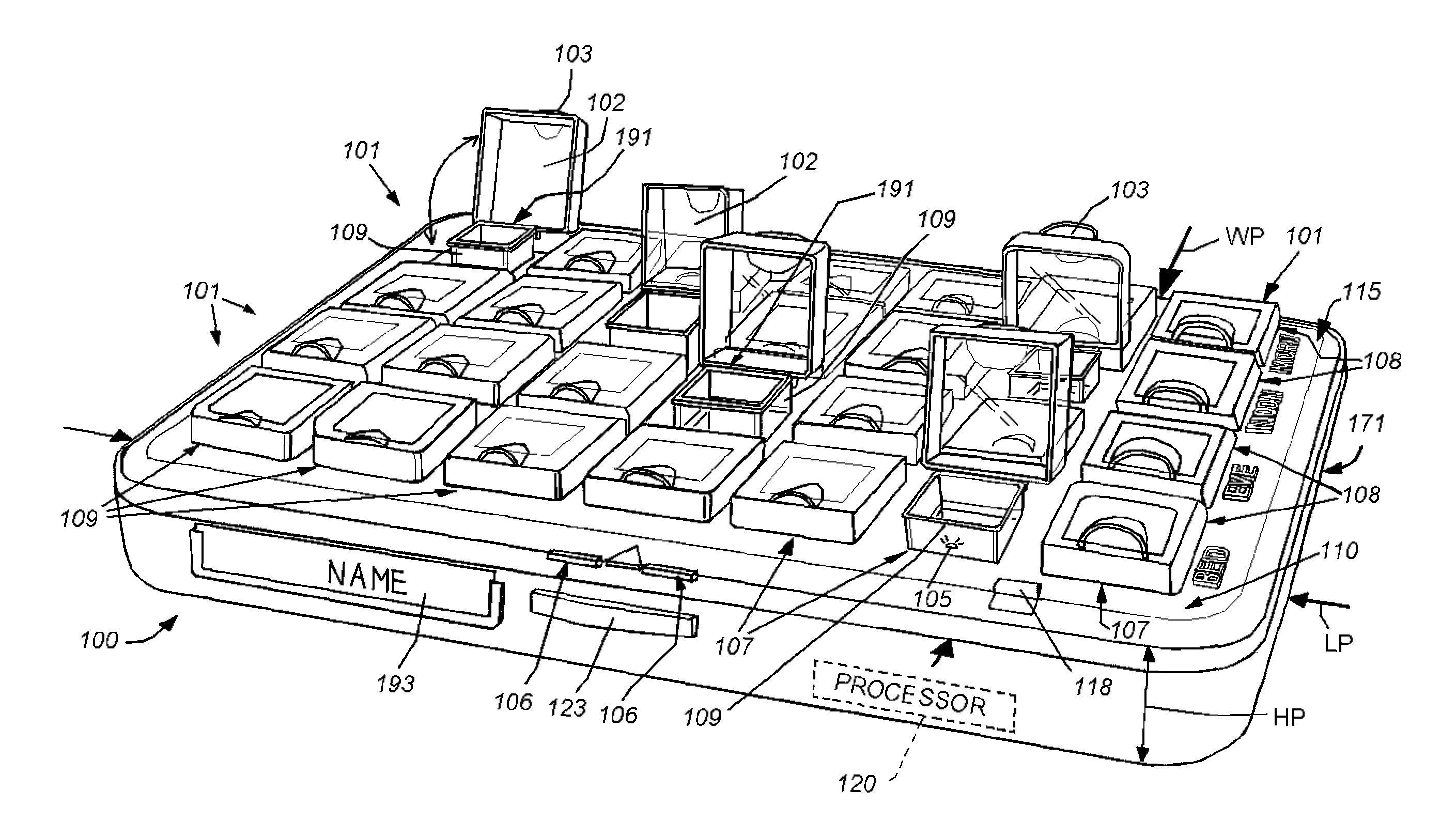 Interactive medication dispensing system with locking compartments