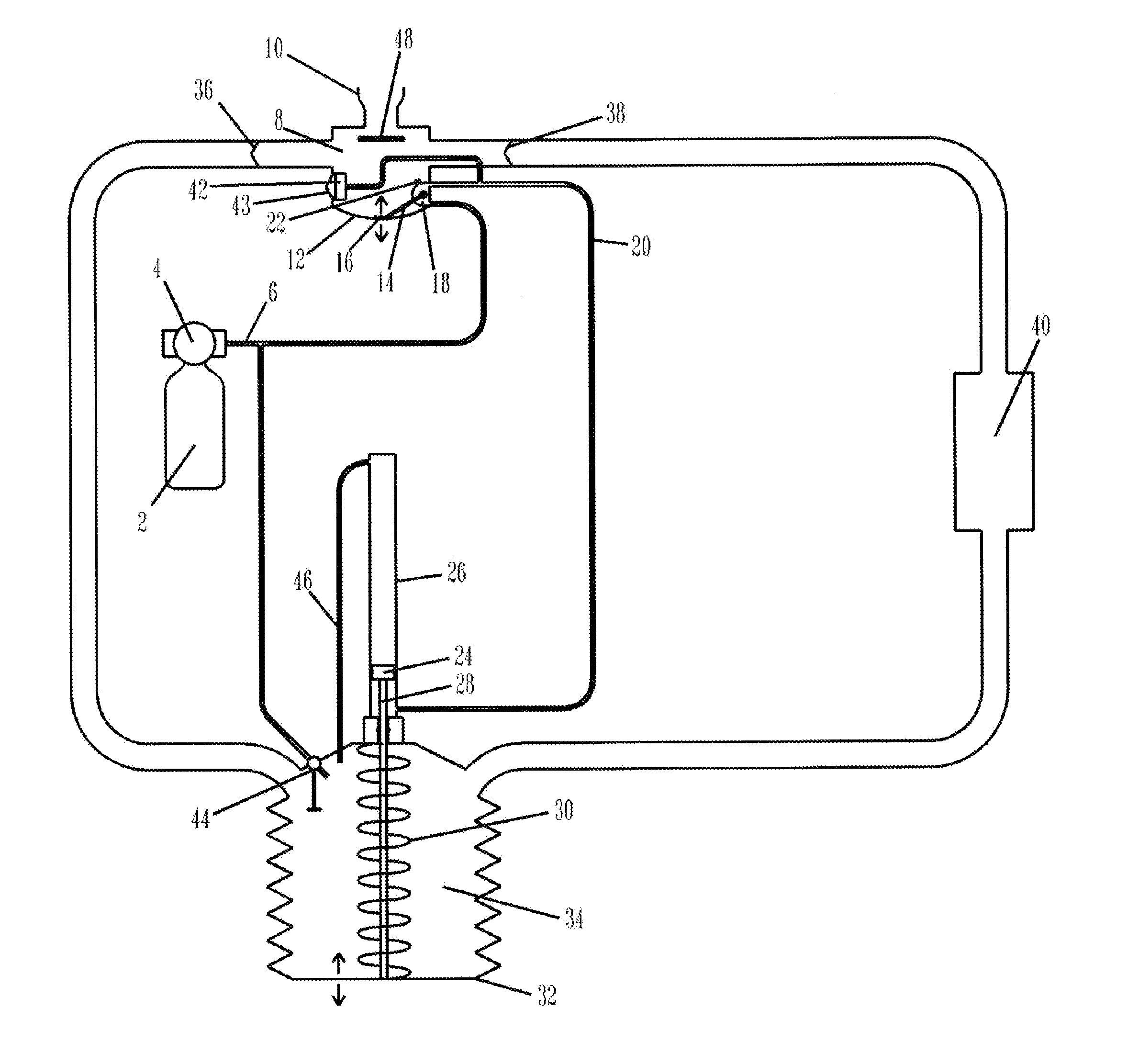 Gas assisted re-breathing device