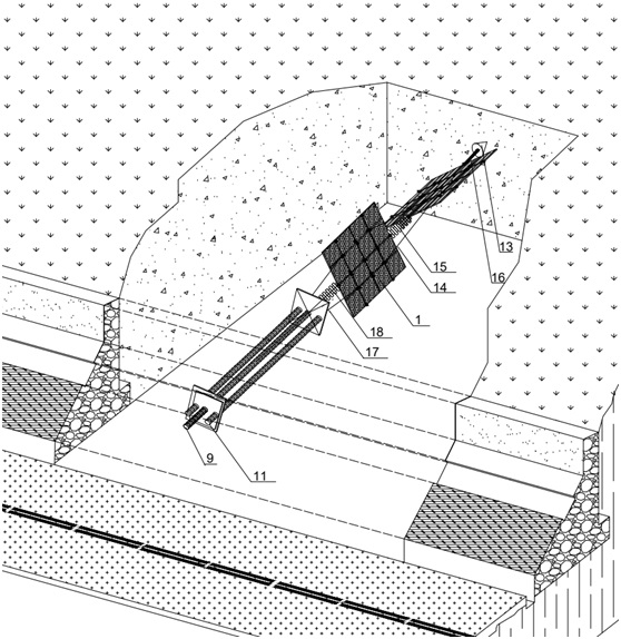 Negative Poisson's ratio rotary expansion type square perforated plate array anchor rod device