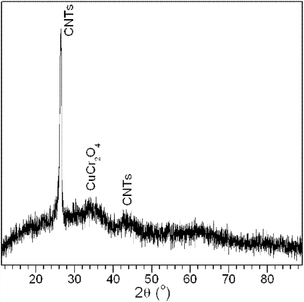 Copper chromite/carbon nanotube nano-composite catalyst, preparation method and application