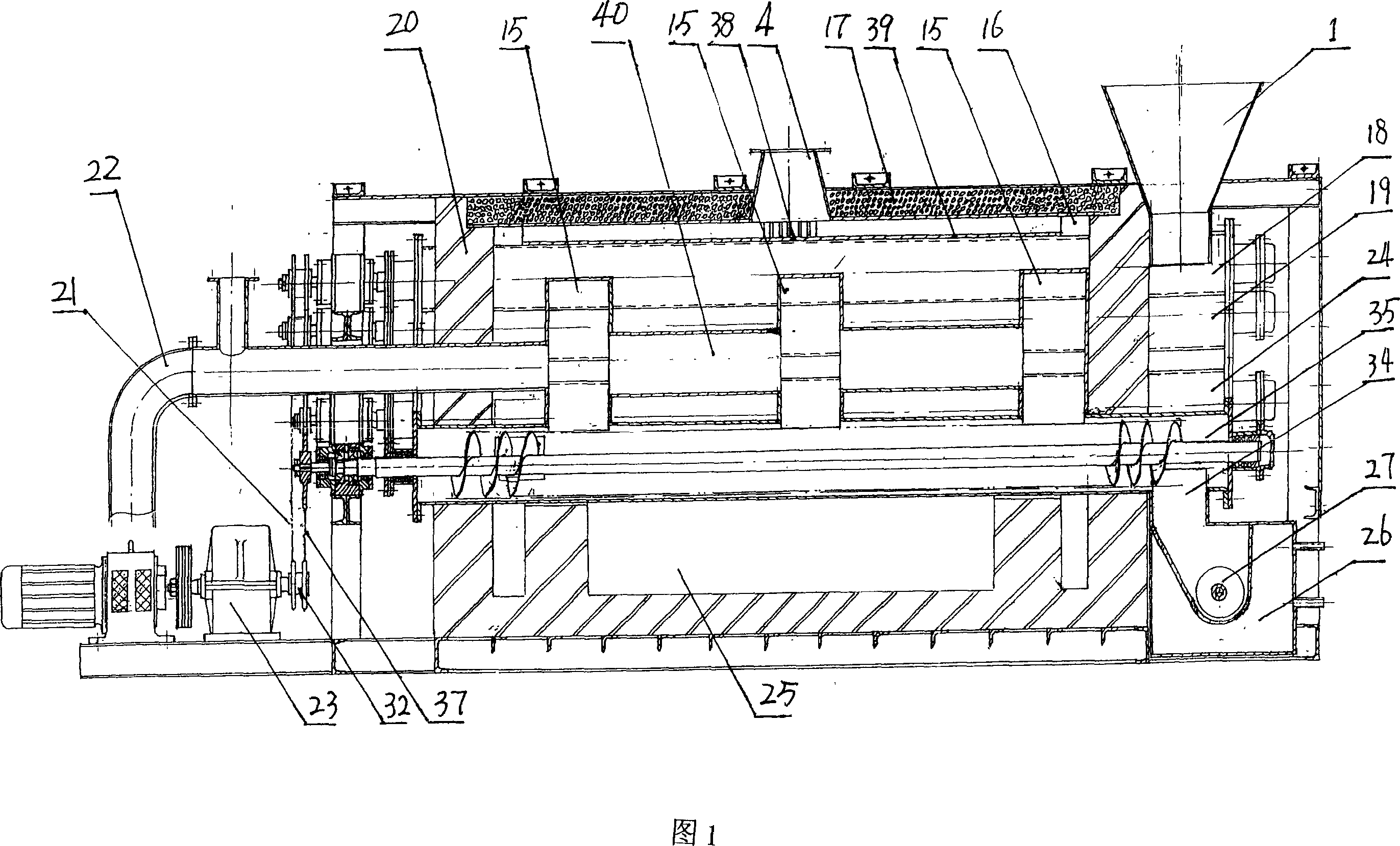 Water-cooled continuous dry distillation type stalk powdered carbon machine