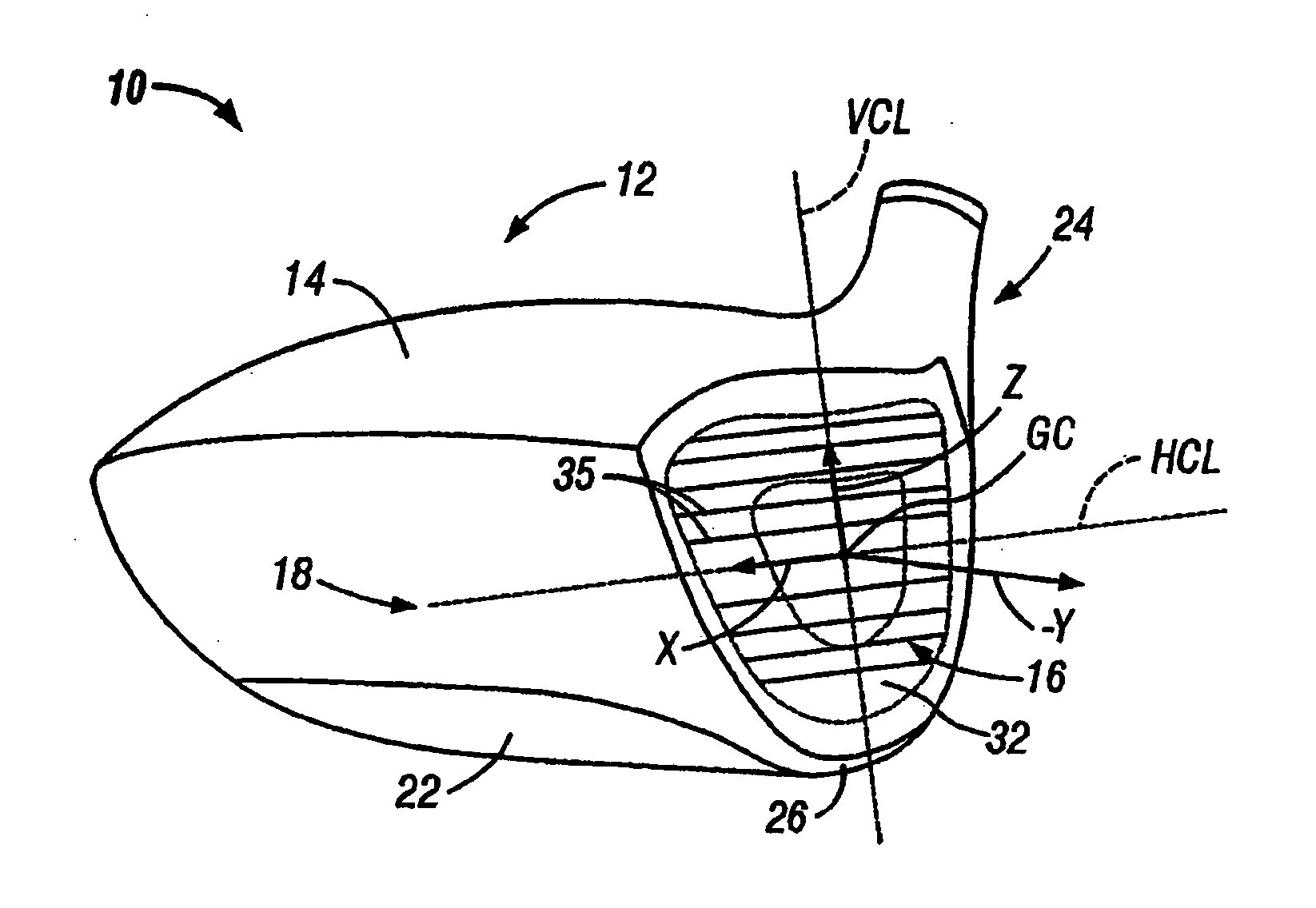 Golf club head with variable flexural stiffness for controlled ball flight and trajectory