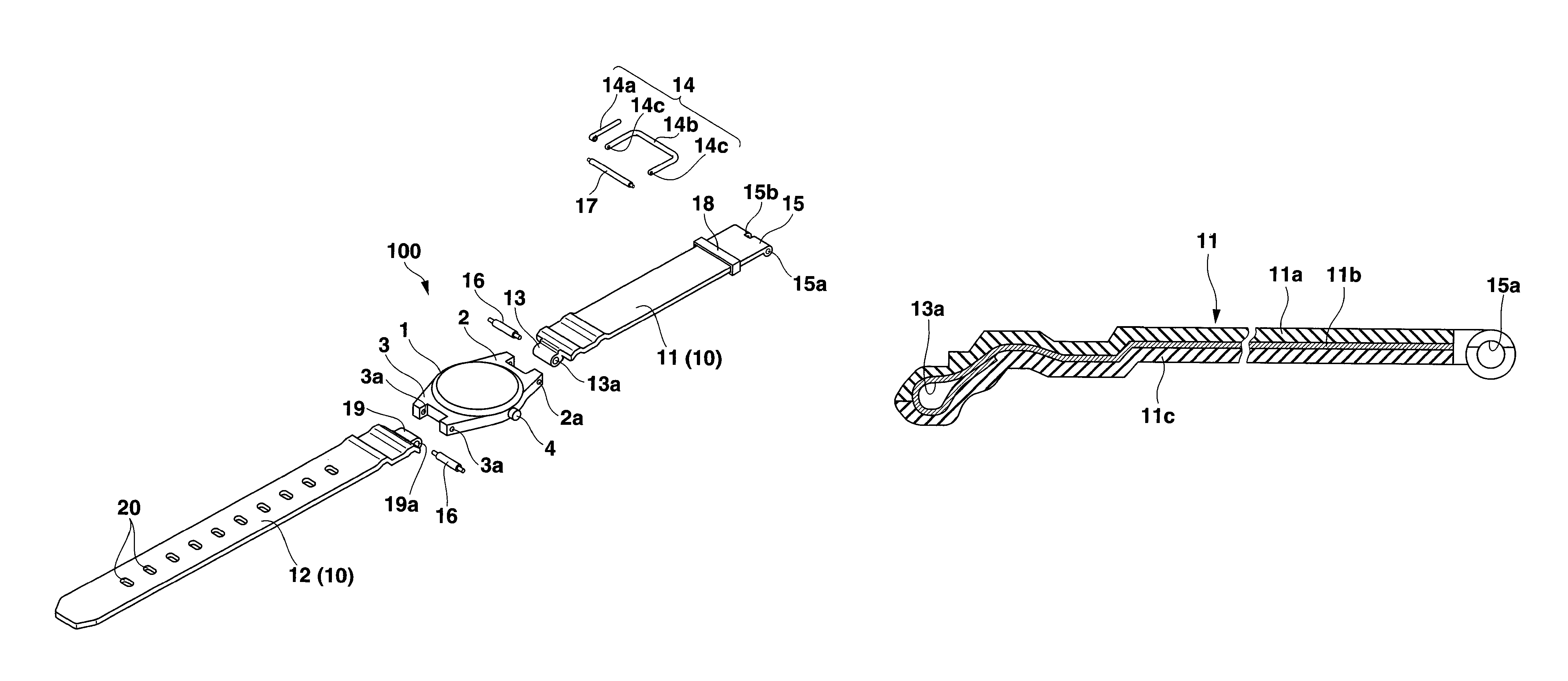 Band, wristwatch with the band and method of making the band