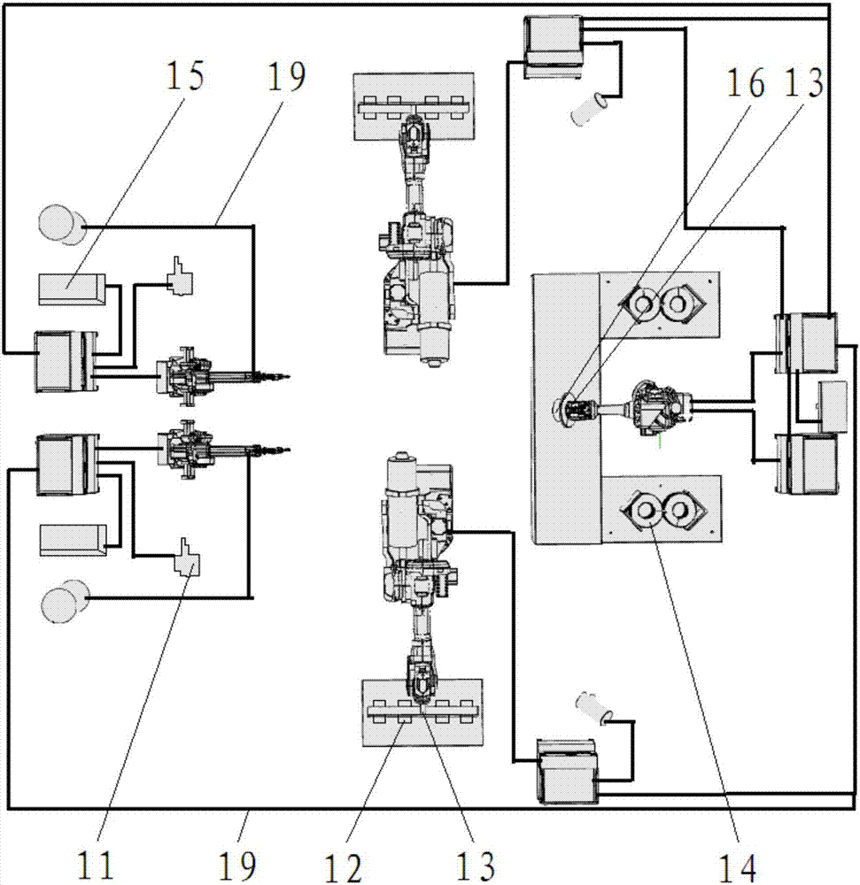 A multi-station robot intelligent welding system for pipe pile end plate