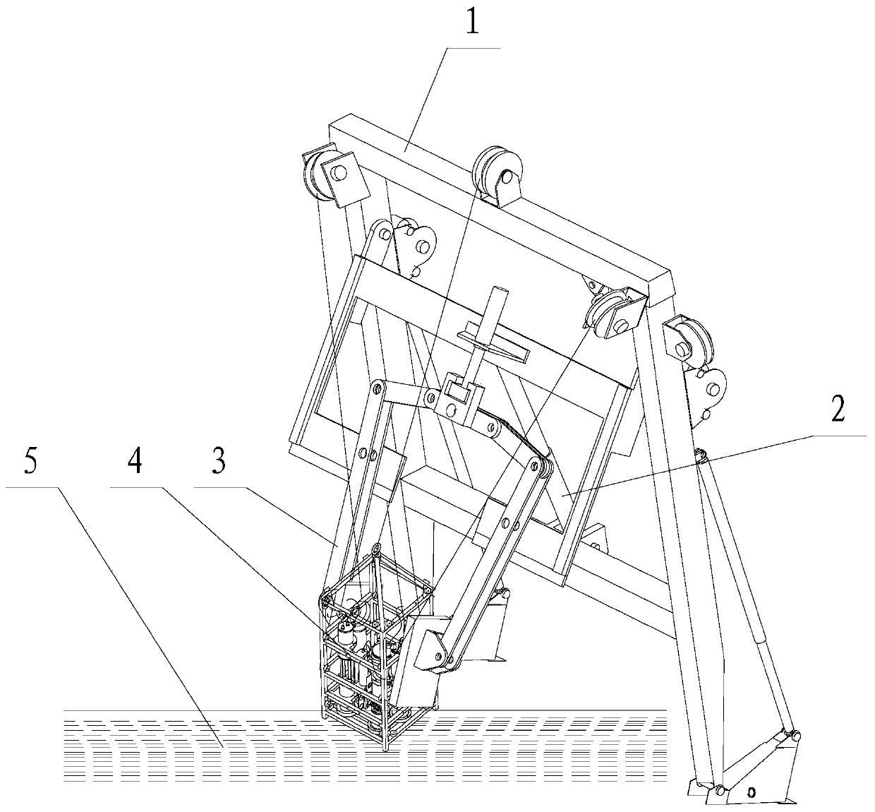 Swing preventing device for launching and retrieving processes of marine underwater survey equipment