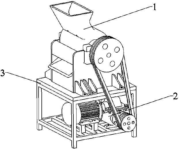 Single-roller extrusion type coconut shell-flesh separator