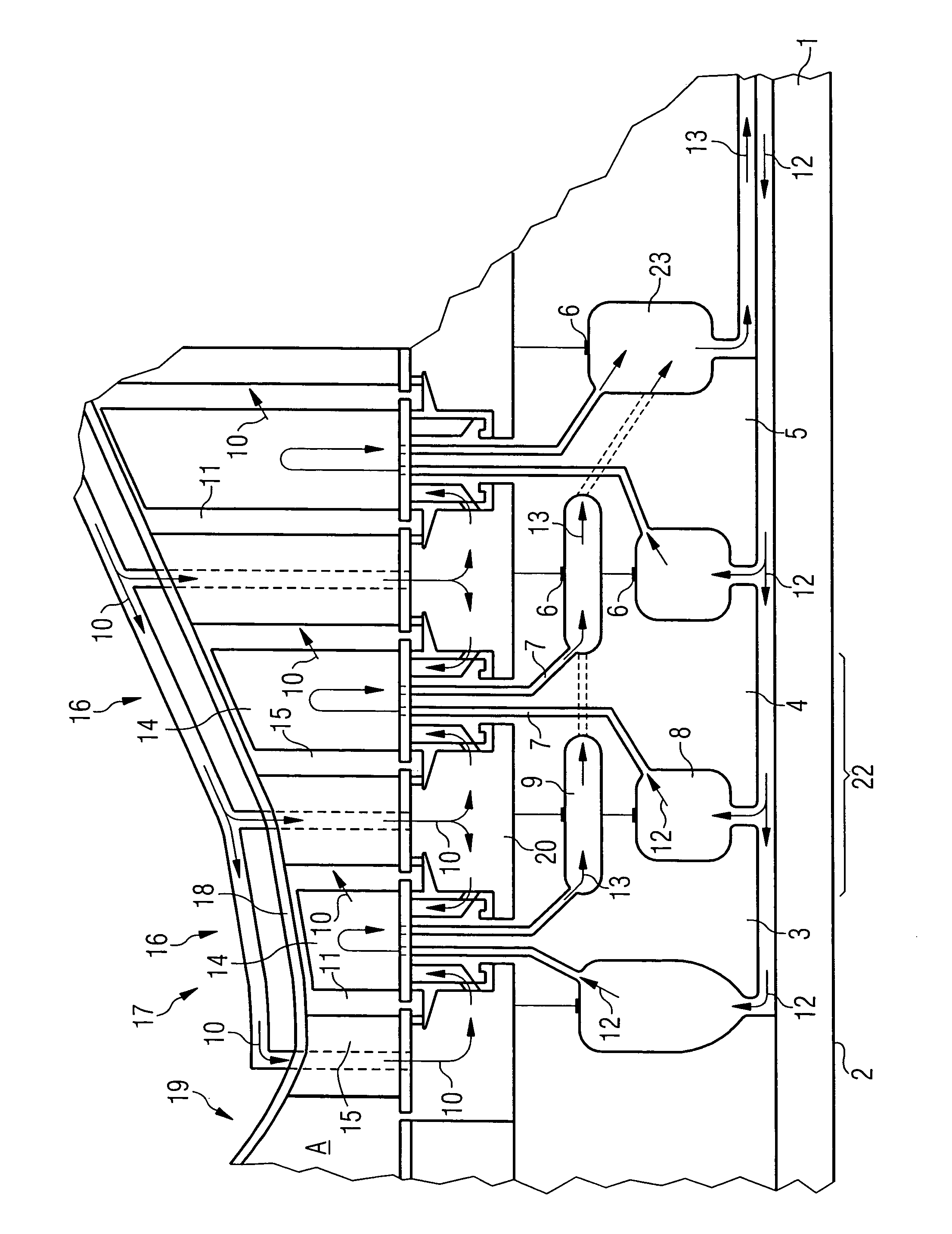 Turbine engine and a method for cooling a turbine engine