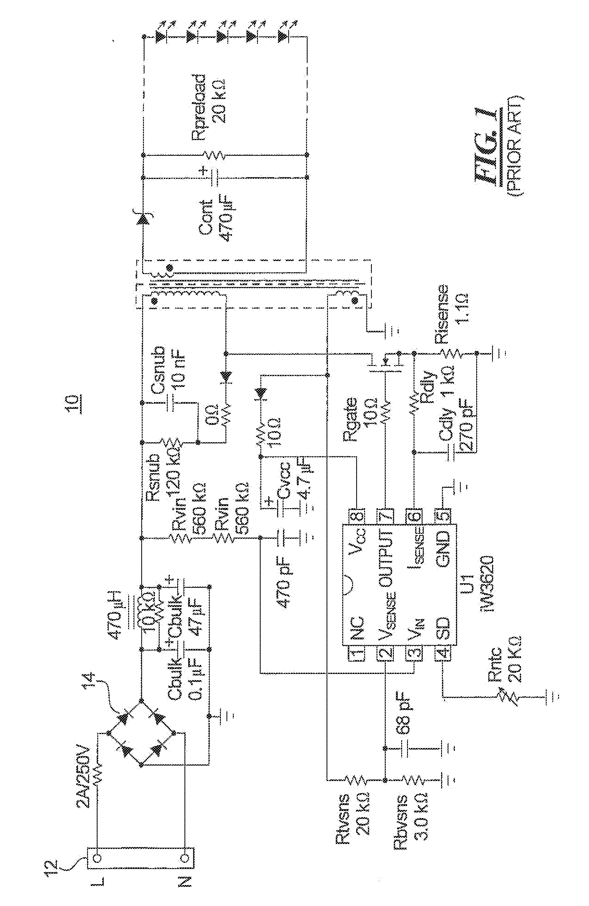 Method and arrangement for remotely driving light emitting diodes from a three-phase power source via a single phase cable system