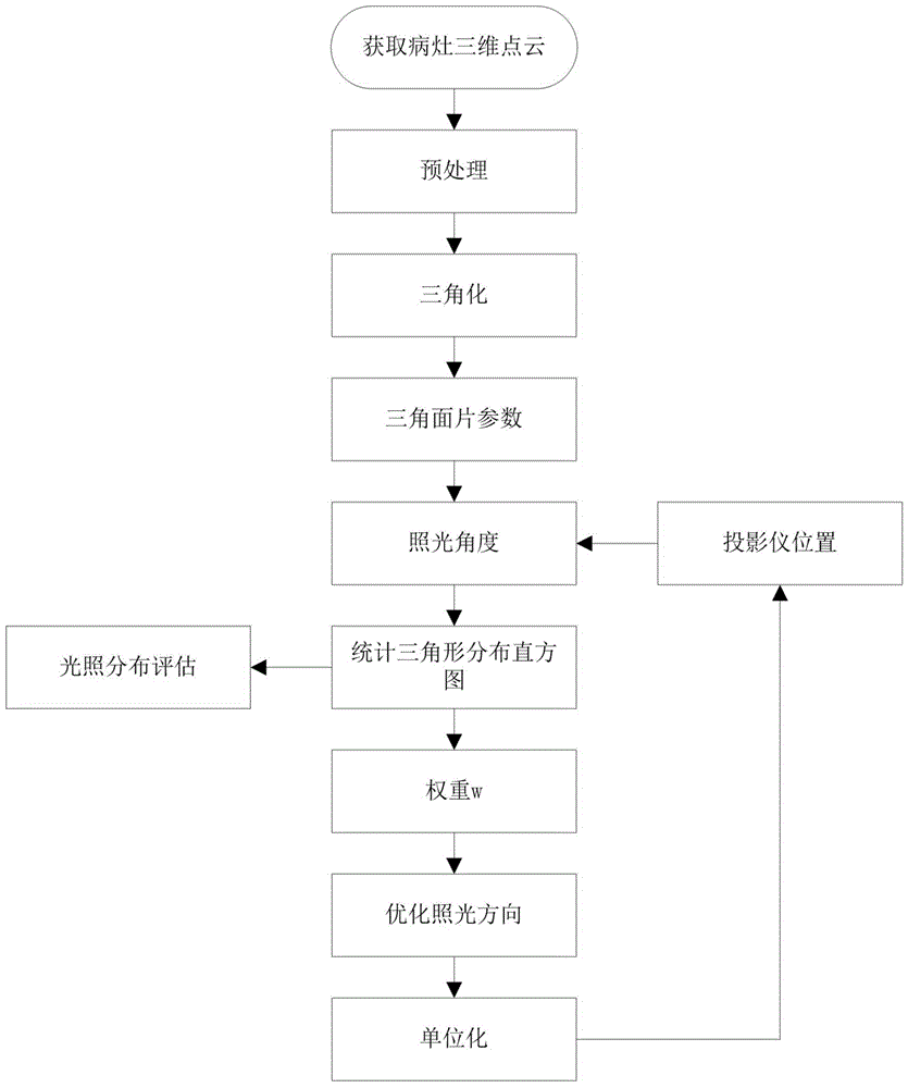 Optimization method of light projection direction in photodynamic therapy