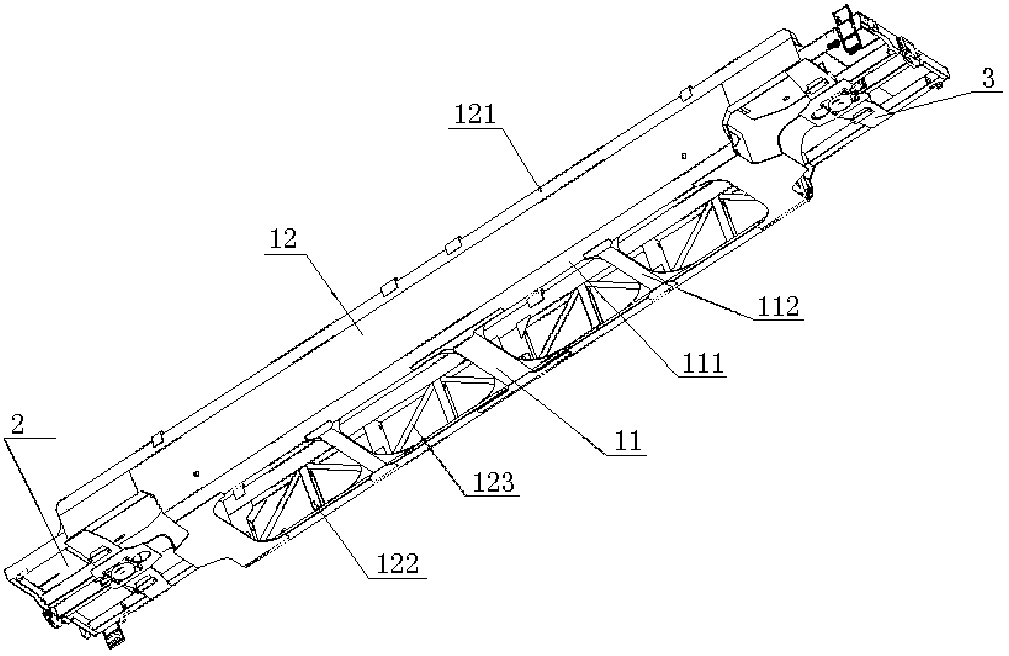 Heavy-load double-layer-loaded container rail wagon