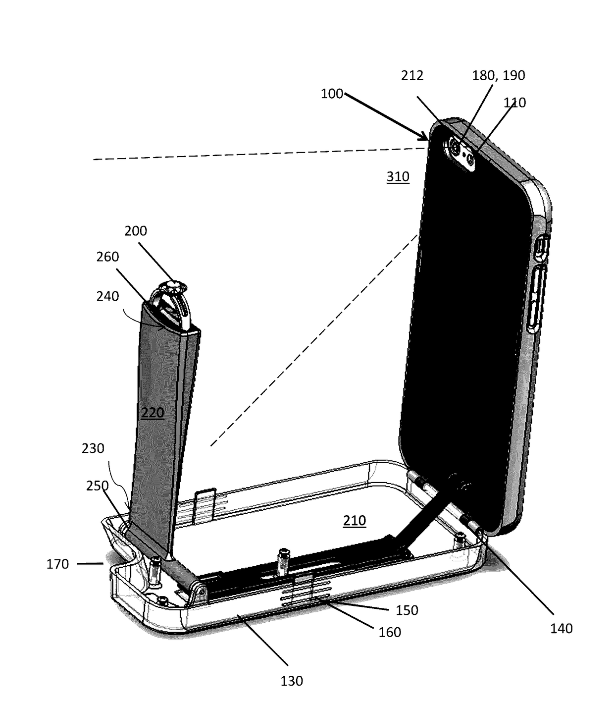 Phone case with ring deployment mechanism and method of capturing video using same