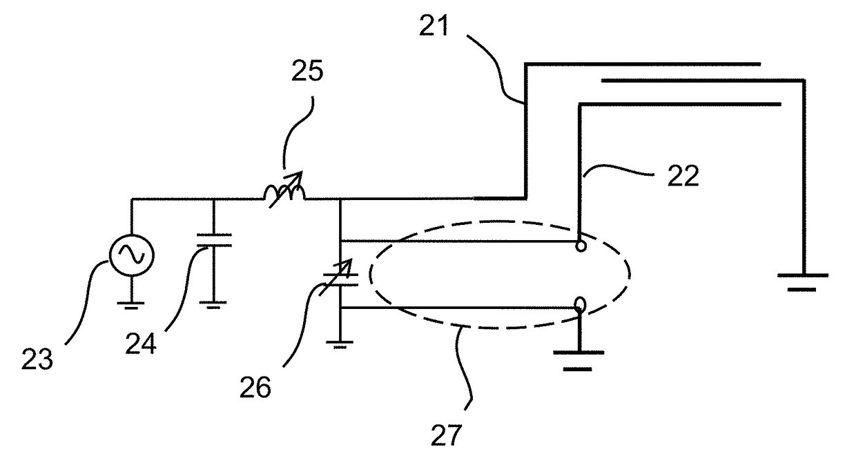 Active antenna adapted for impedance matching and band switching using a shared component