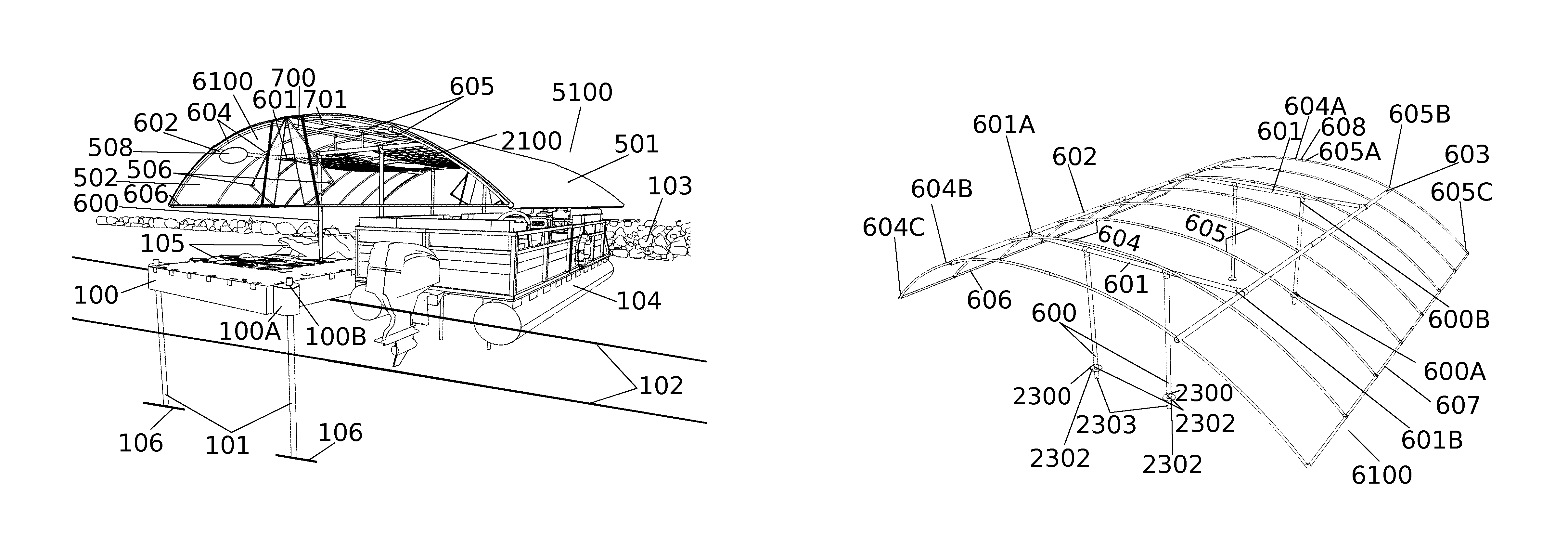 Cantilevered watercraft canopy