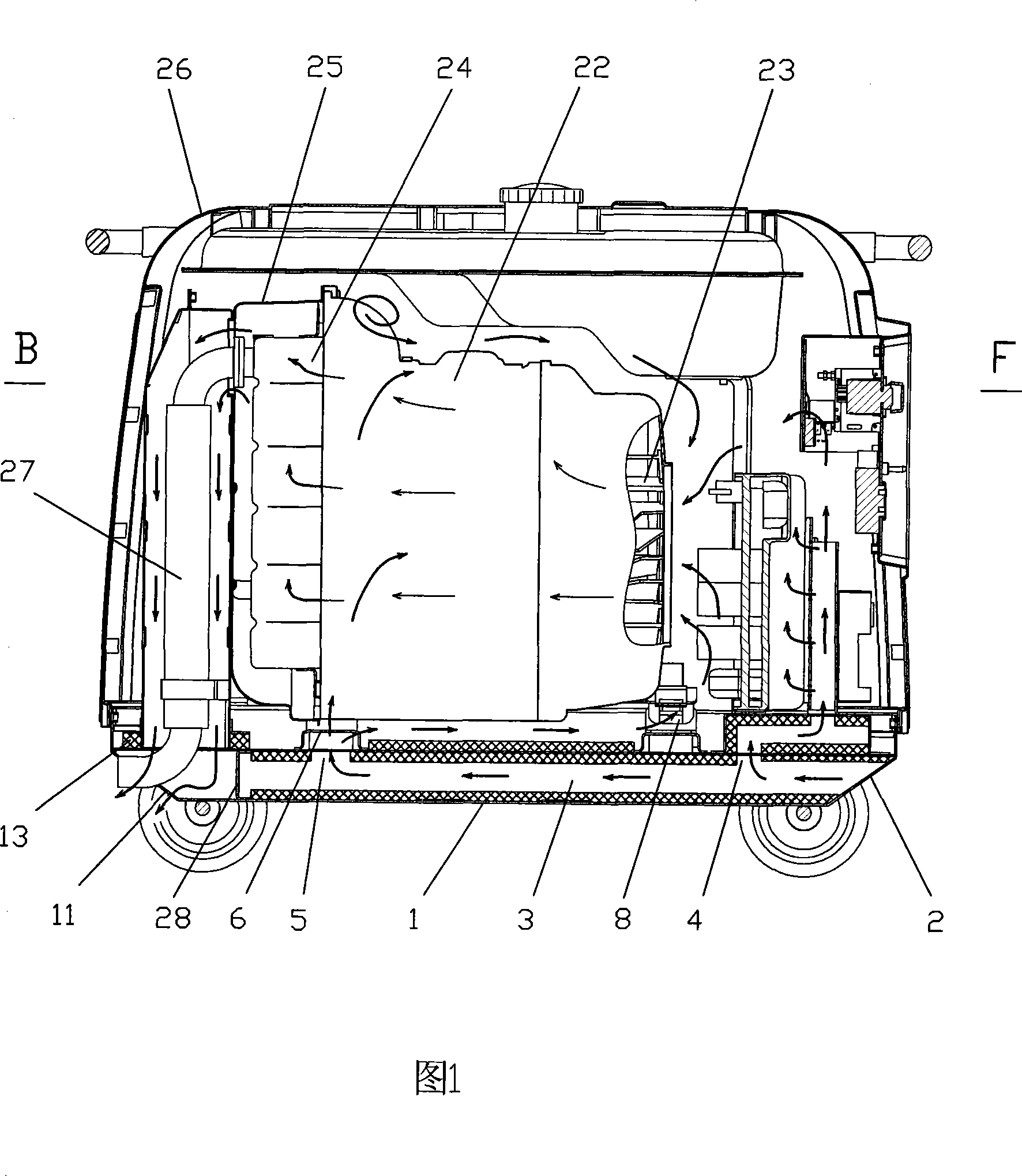 Underpan structure of wind cooling electric generating set