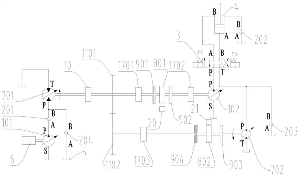 Excavator movable arm series connection type hybrid power system based on double fly wheels