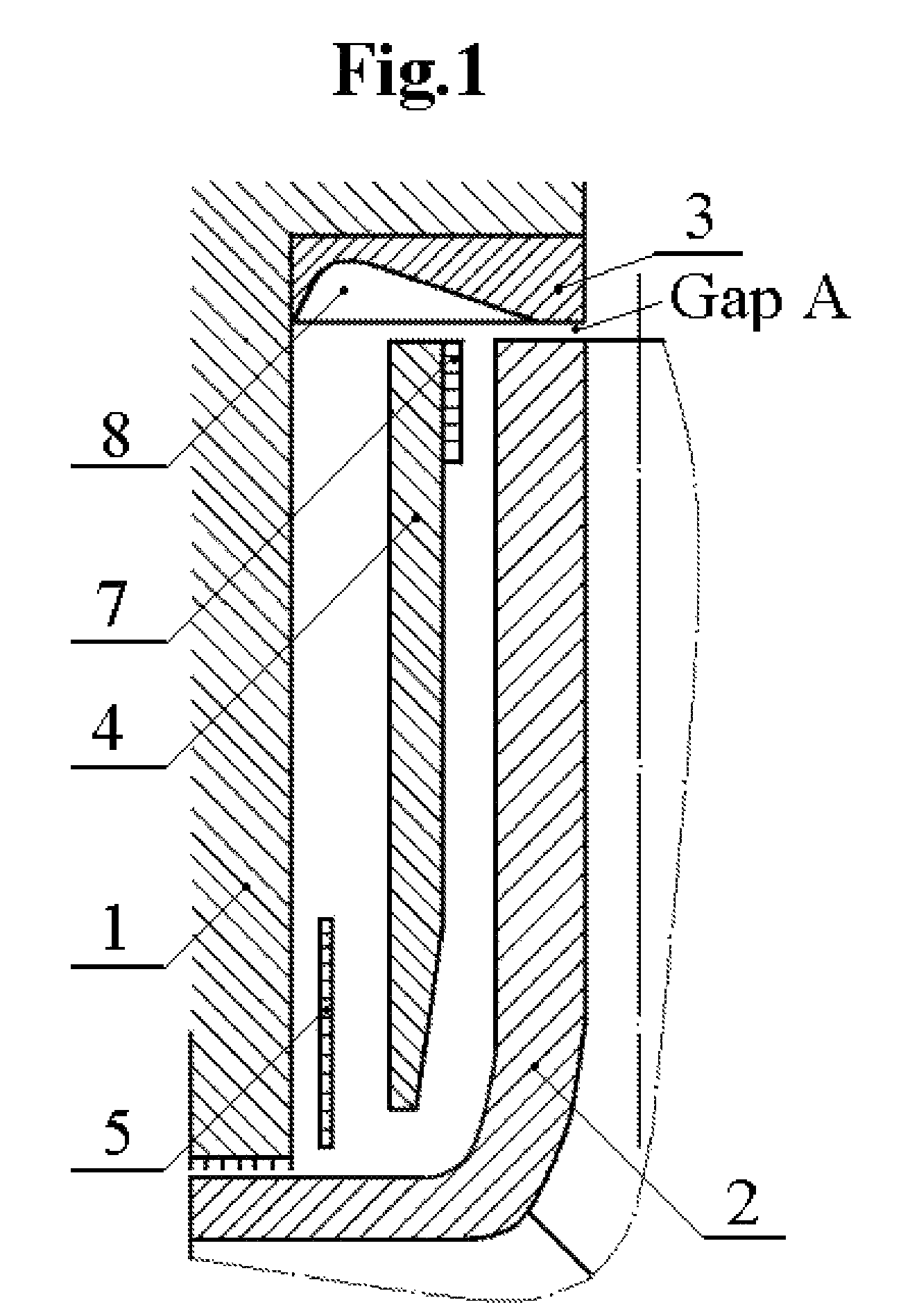 Method and device for reducing axial thrust and radial oscillations and rotary machines using same