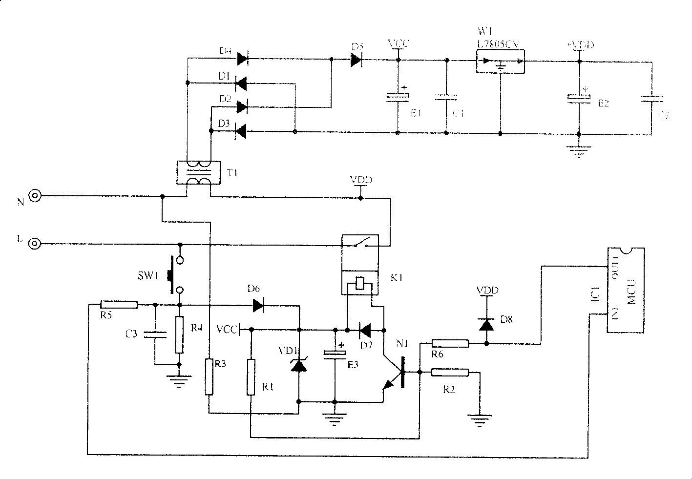 Power supply switchover device of domestic electrical equipment