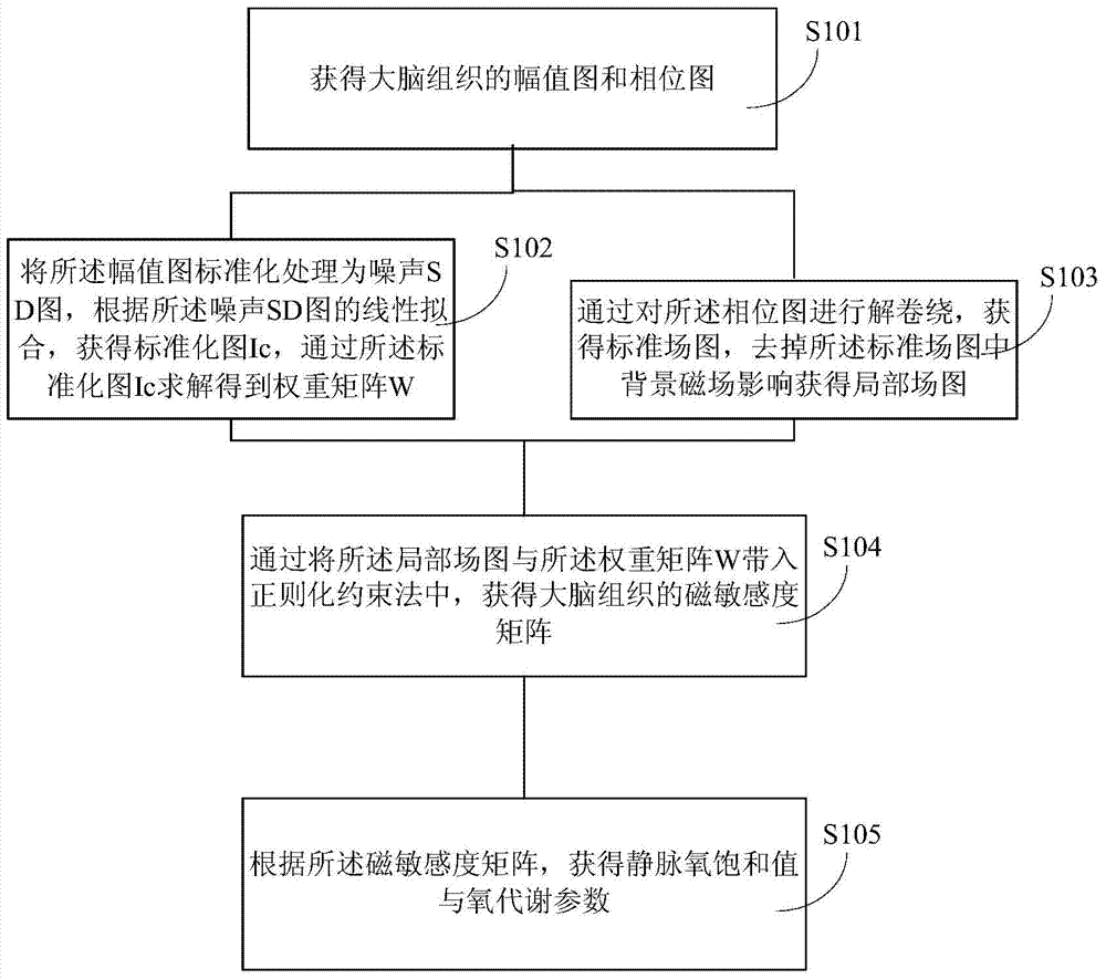 Brain blood oxygen level measuring method based on magnetic resonance