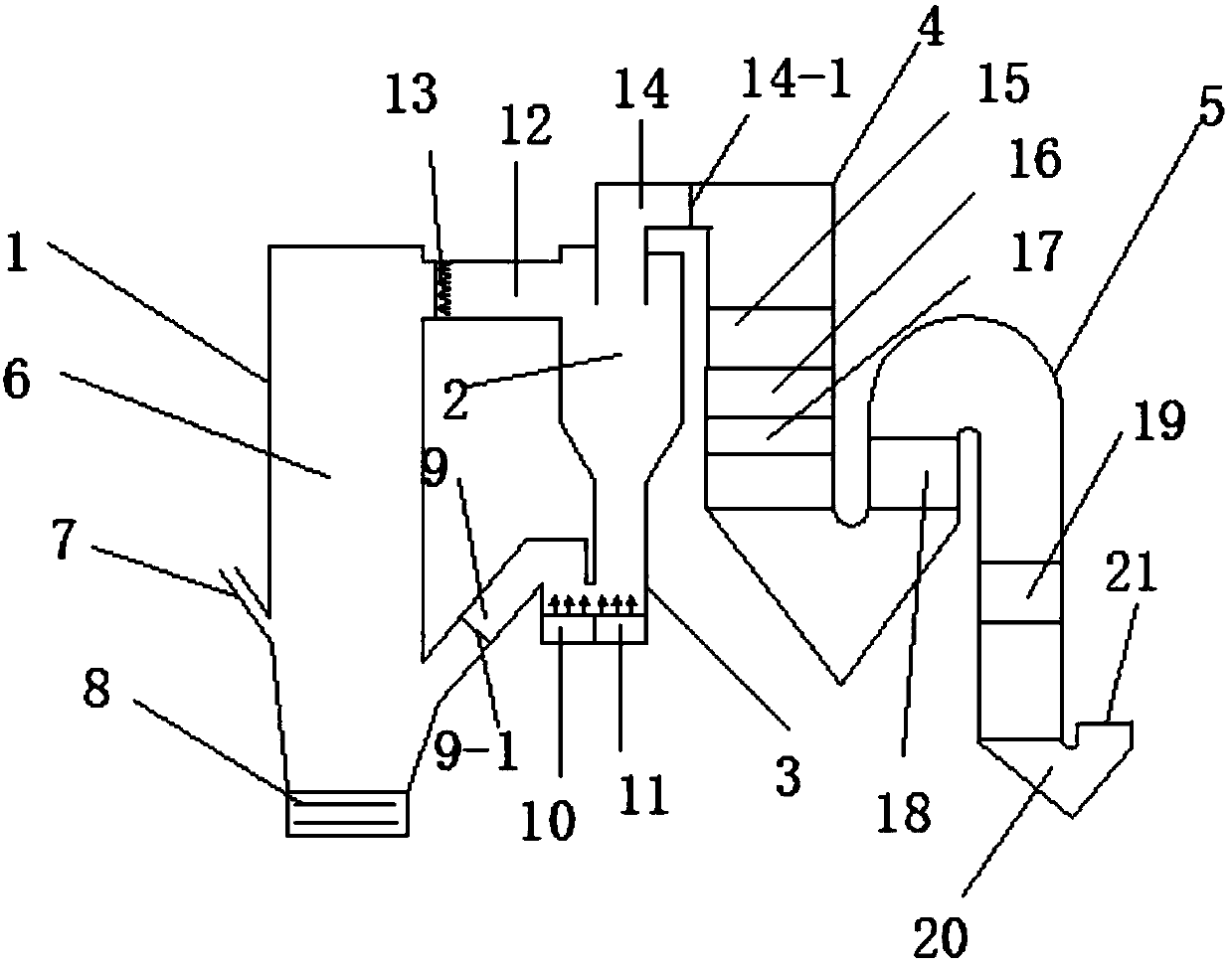 Single boiler drum horizontally-placing type chain grate spraying denitration corner tube boiler