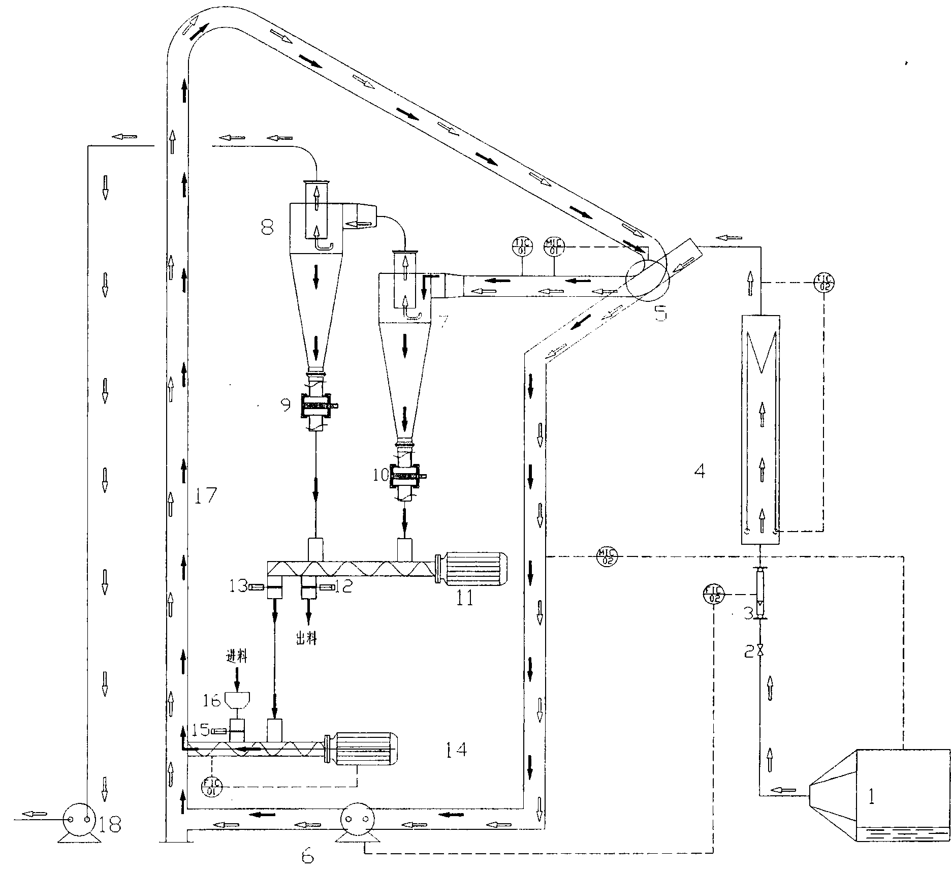 Circulating airflow drying device for pilot plant test