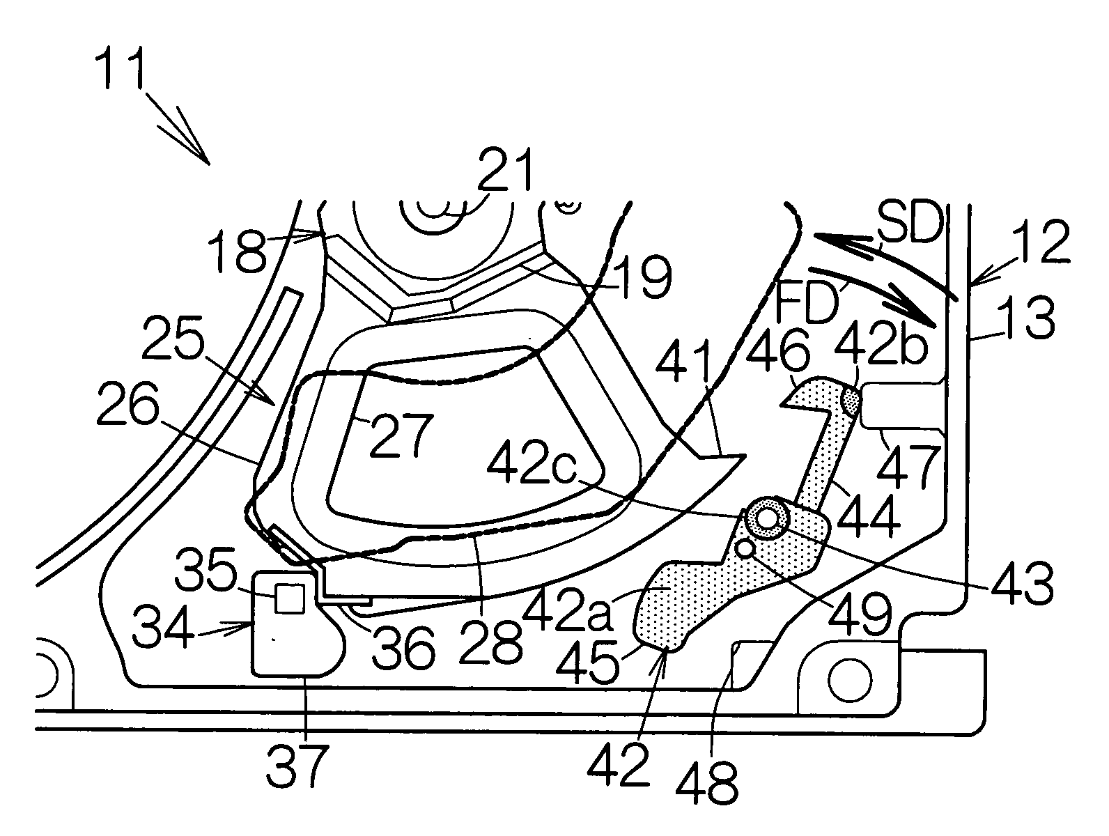 Recording medium drive including latch member for head actuator member