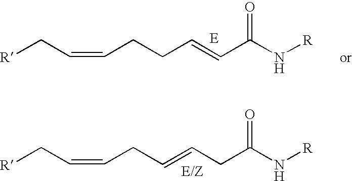 Alkyldienamides exhibiting taste and sensory effect in flavor compositions