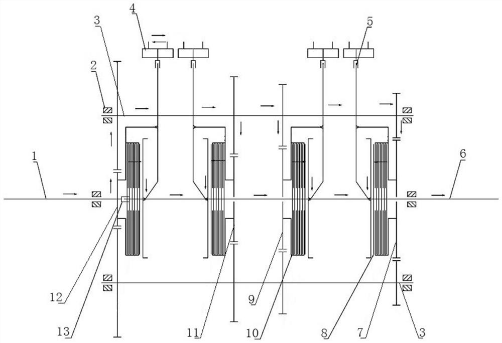 Gearbox with uninterrupted shifting torque and shifting method