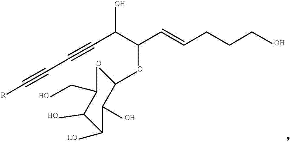 Alkynyl glycoside compound and extraction and separation method and application thereof