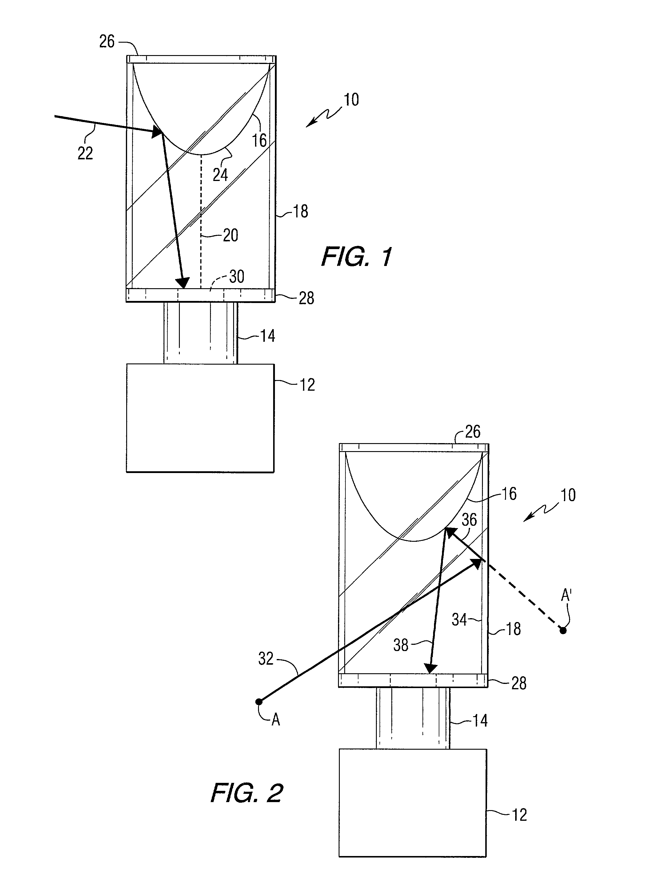 Radially-oriented planar surfaces for flare reduction in panoramic cameras