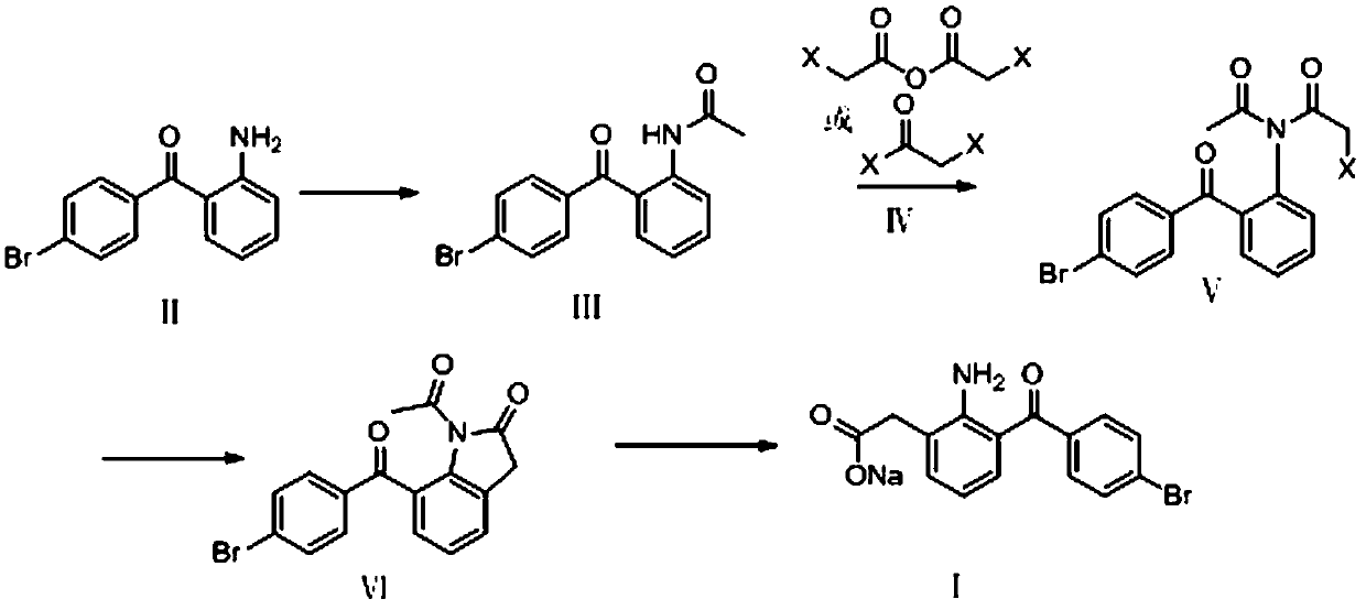 A kind of method of synthesizing bromfenac sodium