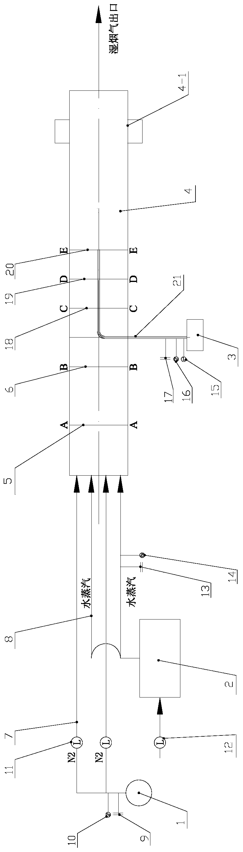 Saturated or supersaturated flue gas moisture content measuring and calibrating device