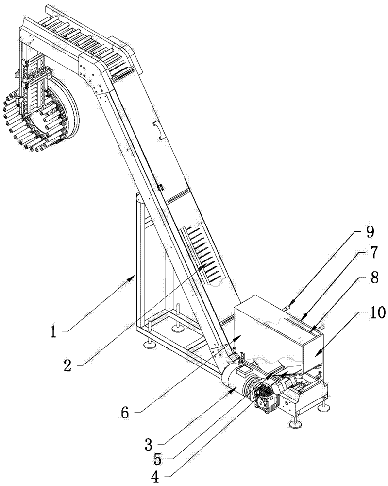 A material storage and conveying device for curved surface printing substrates