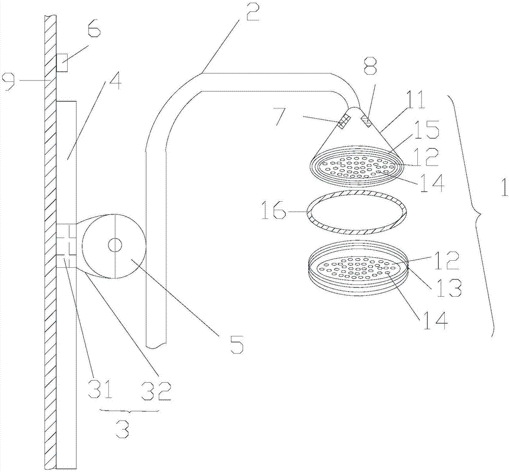 Automatic lifting rotating shower nozzle