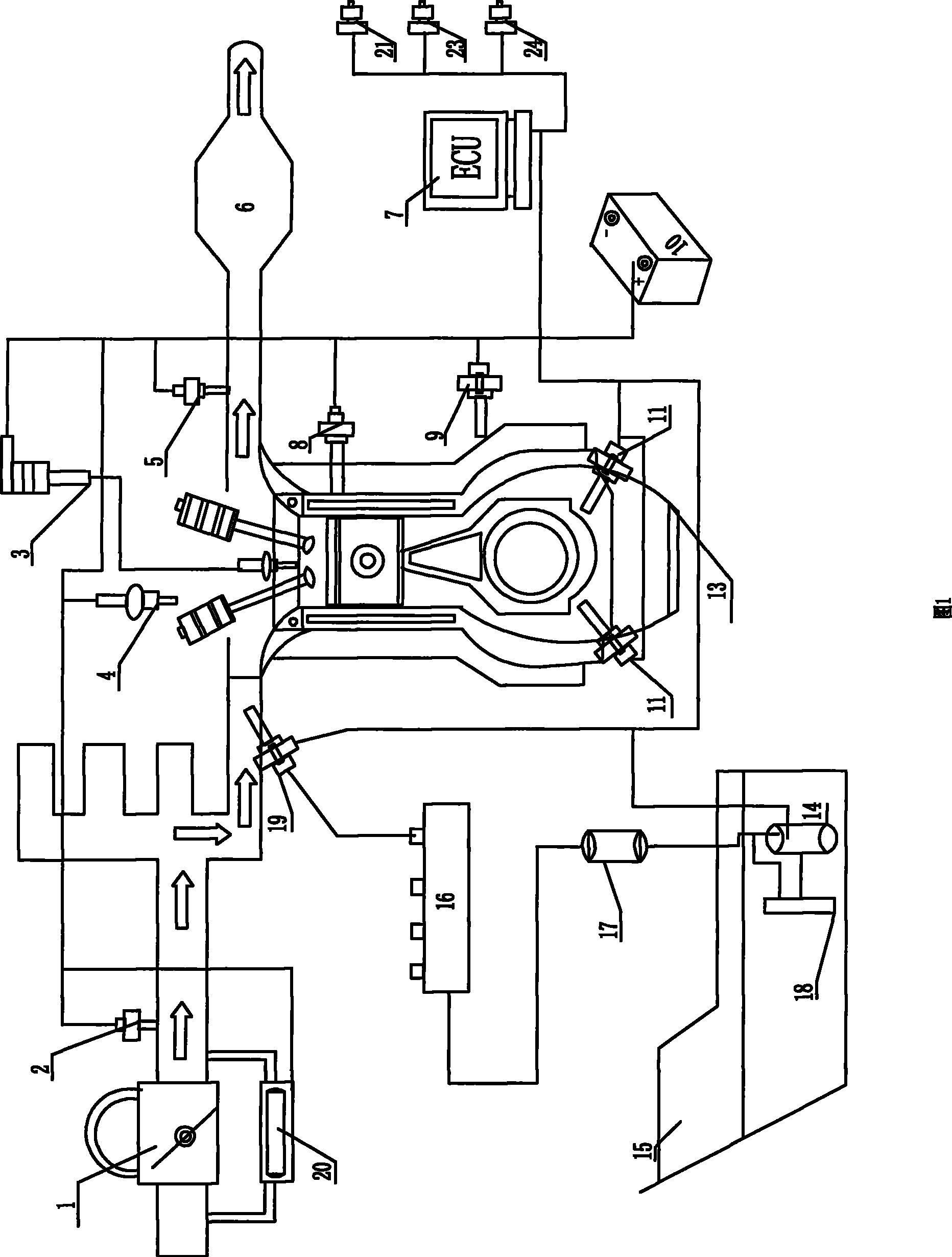 ECU for electric-controlled work system of motorboat with petrol engine