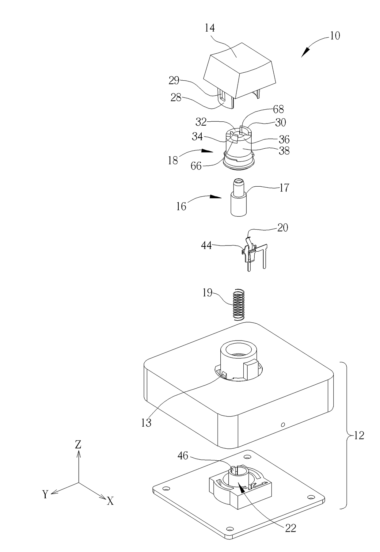 Keyswitch with adjustable tactile feedback and switch thereof