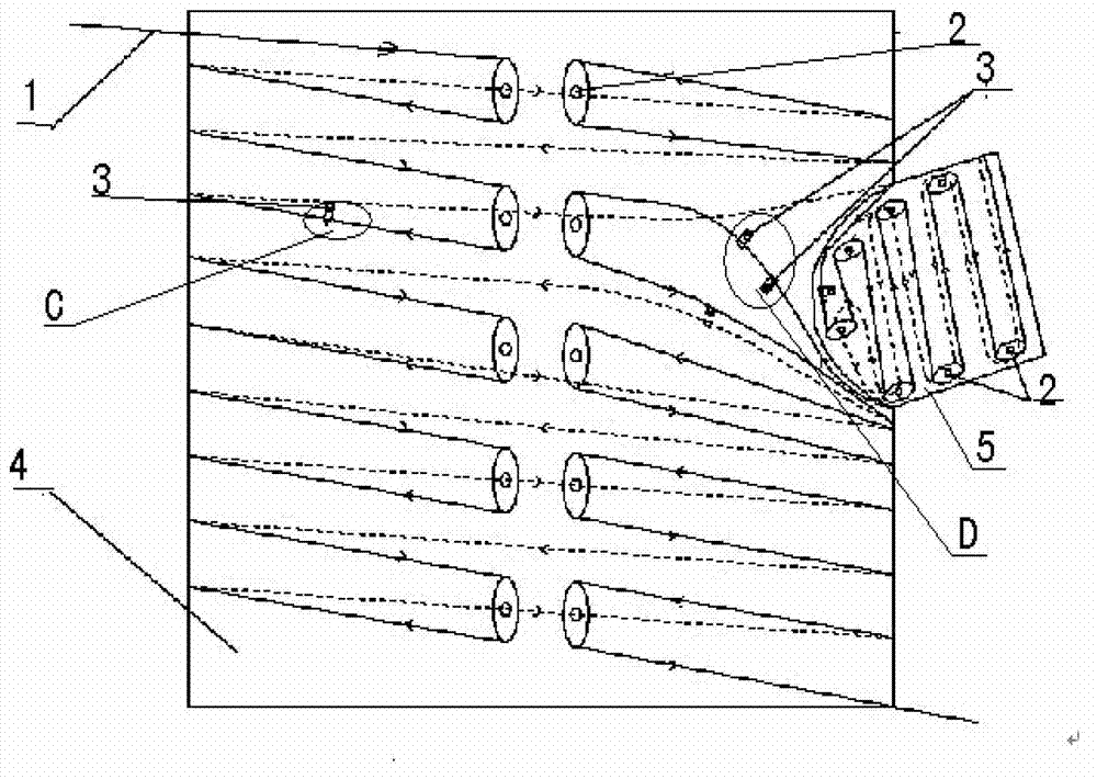 Fixed device and furnace body temperature measuring optical cable wiring method