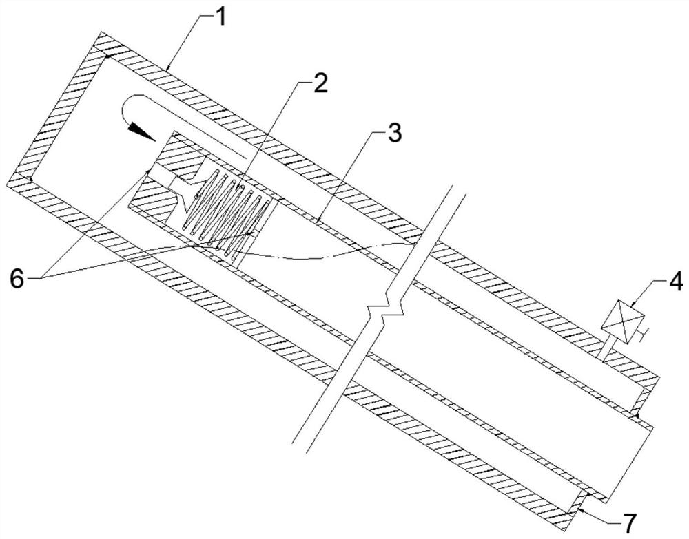 Updip freezing pipe sleeve construction exhaust device and updip freezing pipe sleeve construction exhaust method