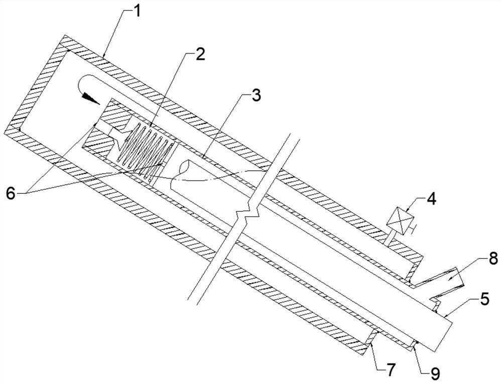 Updip freezing pipe sleeve construction exhaust device and updip freezing pipe sleeve construction exhaust method