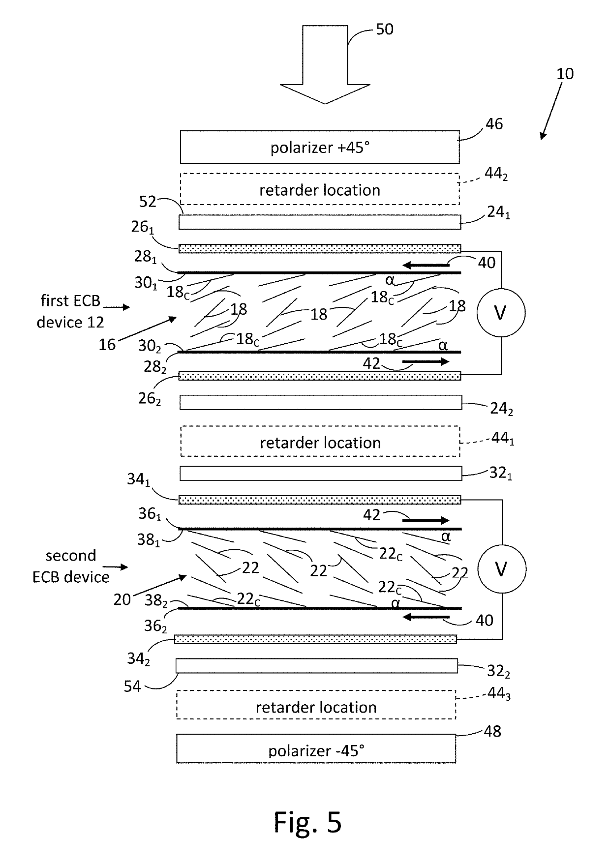 High contrast electro-optic liquid crystal camera iris including liquid crystal material mixed with a dye to improve achromatic performance