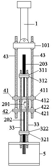 Testing device and method for bidirectional tensile bonding of weak-rigidity reinforcement