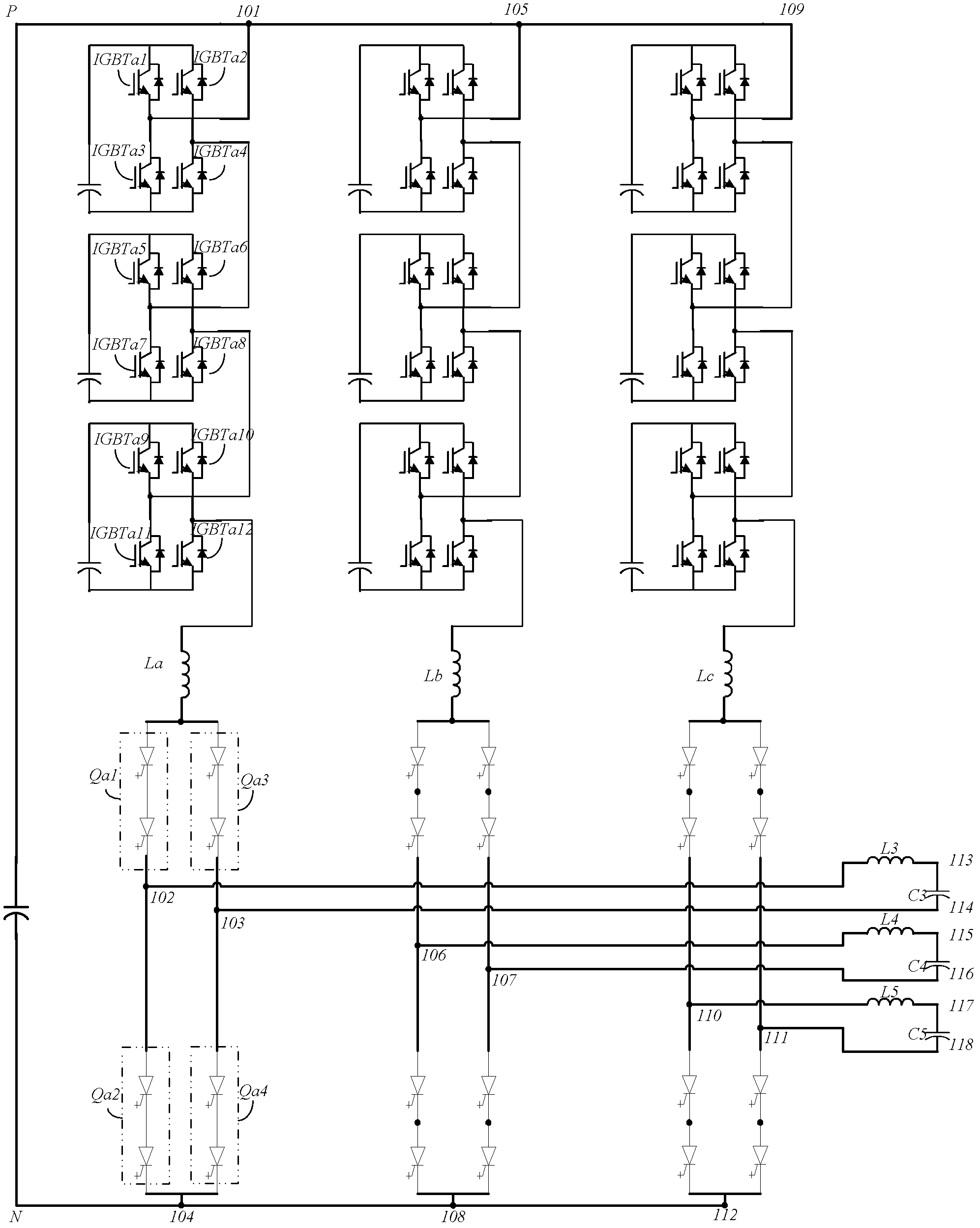 Hybrid multi-level current transformation topology based on H full-bridge subunit and control method of hybrid multi-level current transformation topology