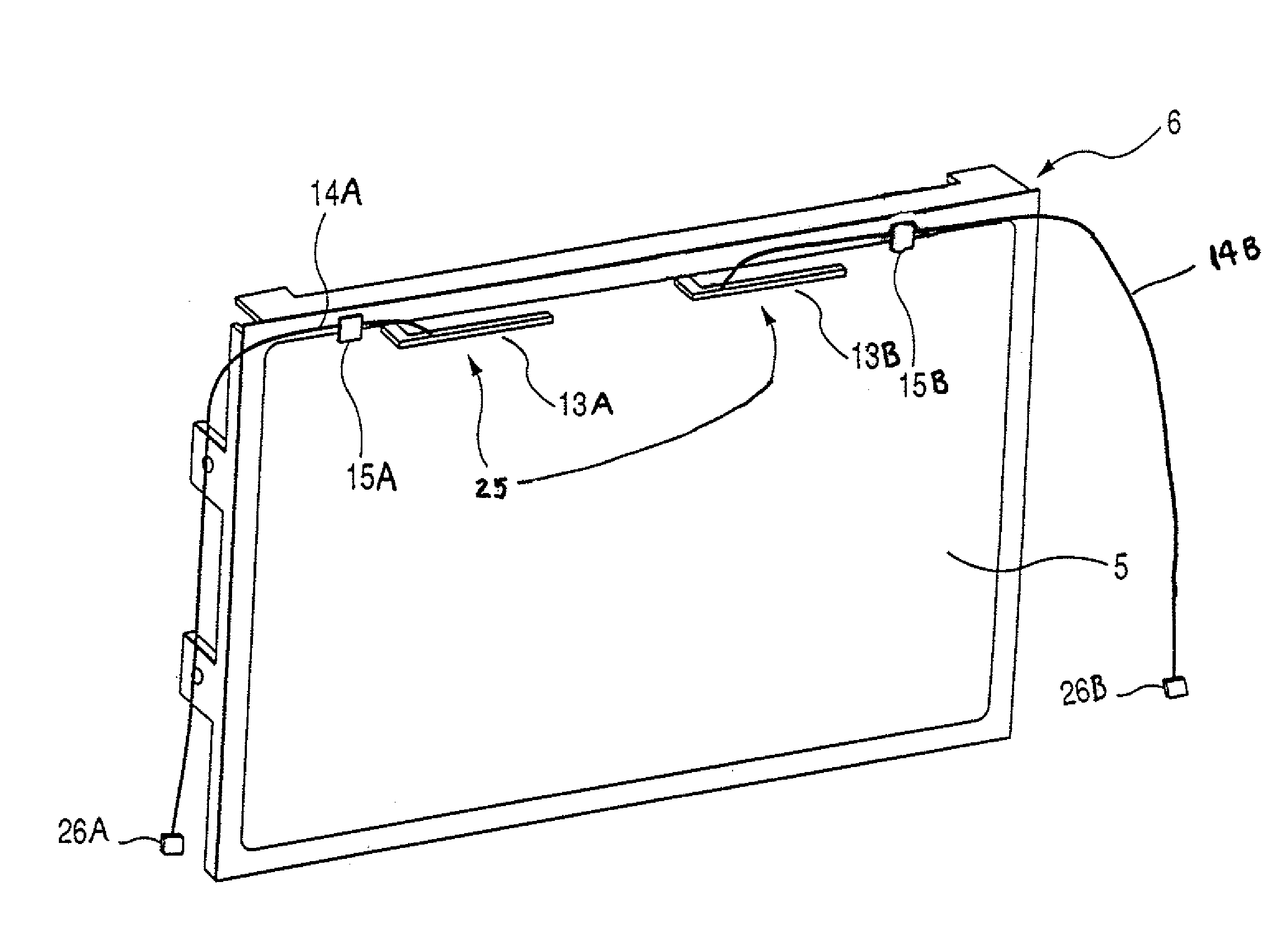 Vehicle antenna, monitor display device having vehicle antenna, and method of forming vehicle antenna