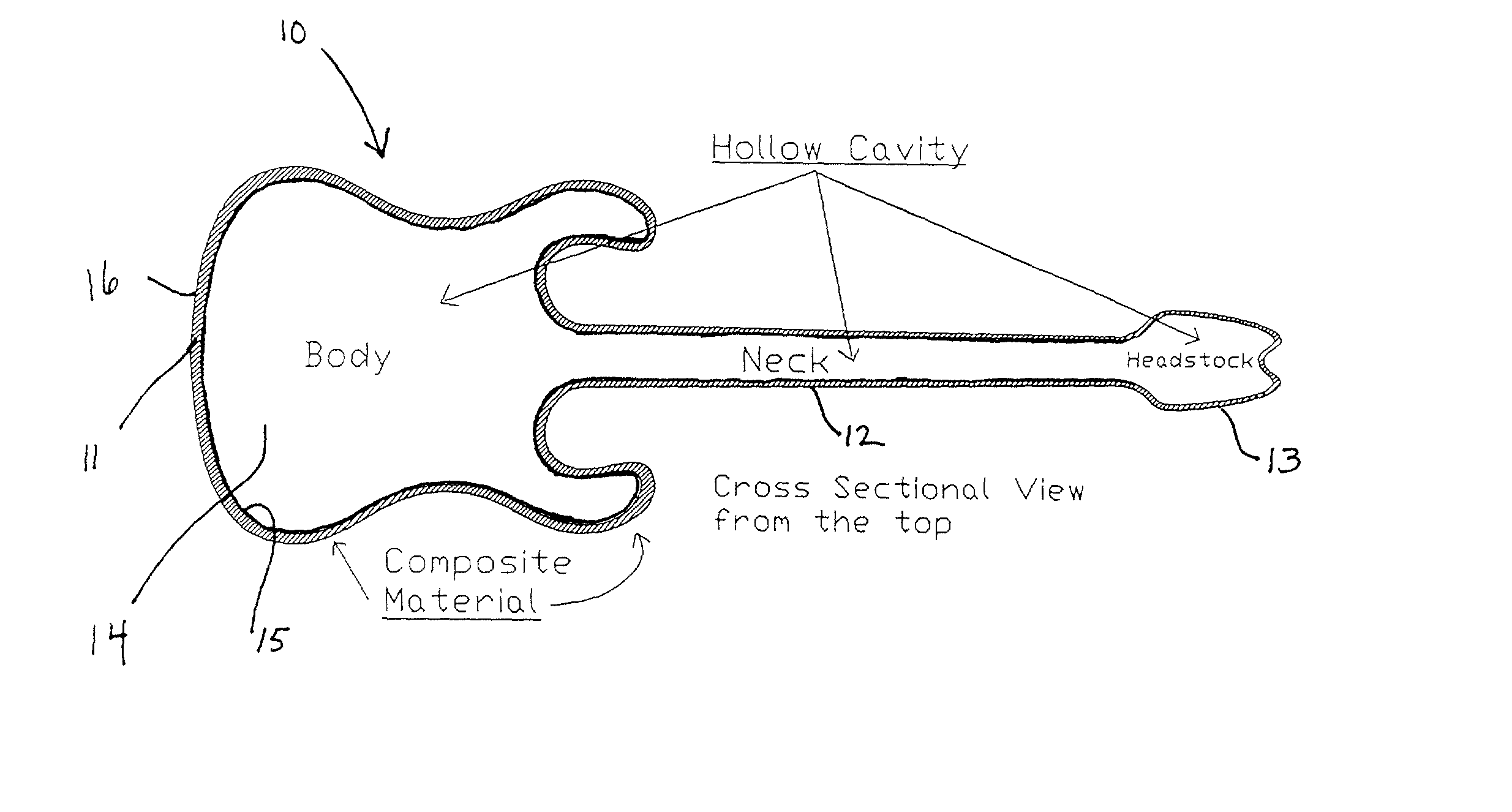 Composite stringed musical instrument, and method of making the same